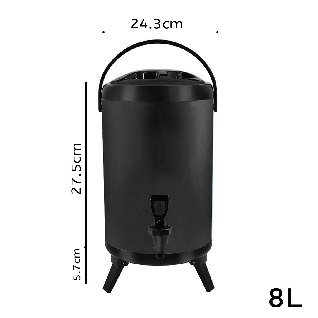 8X 8L Stainless Steel Insulated Milk Tea Barrel Hot and Cold Beverage Dispenser Container with Faucet Black - image2