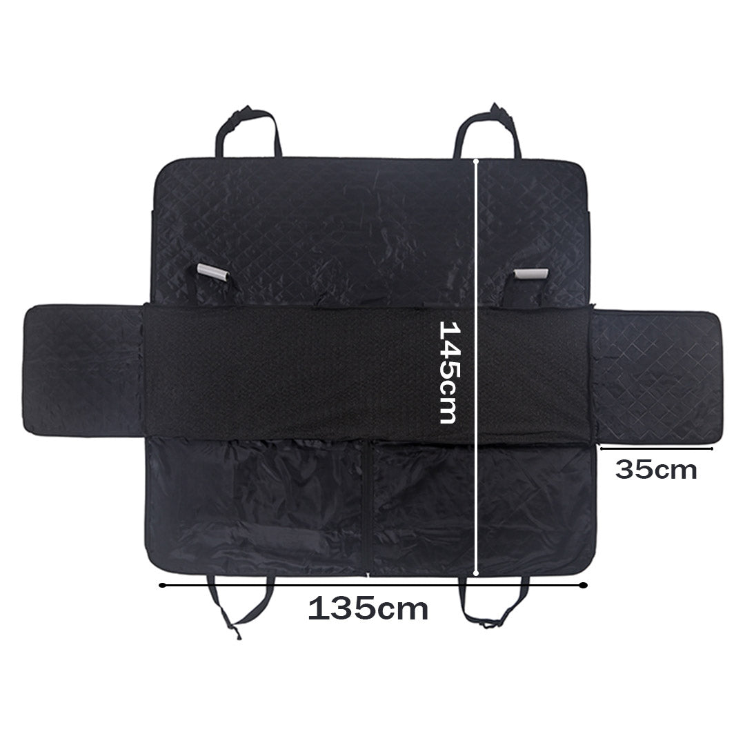 Premium 2X 600D Oxford Cloth Waterproof Dog Car Cover Back Seat Protector Hammock Non-Slip Pet Mat Black - image2