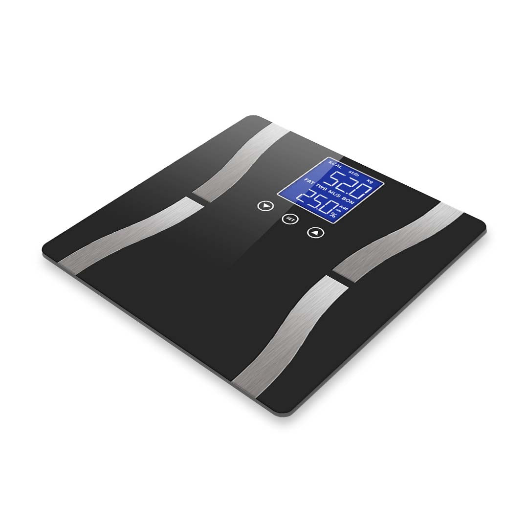 Premium 2X Glass LCD Digital Body Fat Scale Bathroom Electronic Gym Water Weighing Scales Black/Purple - image2
