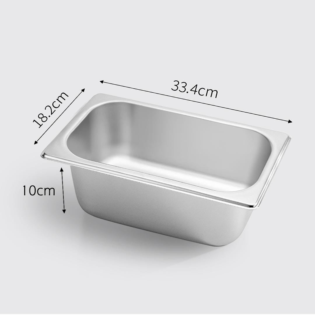 Premium 2X Gastronorm GN Pan Full Size 1/3 GN Pan 10cm Deep Stainless Steel Tray - image2