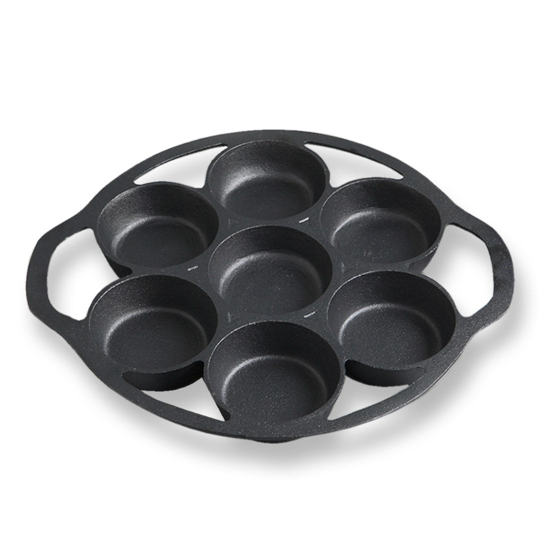 Premium 32cm Cast Iron Takoyaki Fry Pan Octopus Balls Maker 7 Hole Cavities Grill Mold - image2