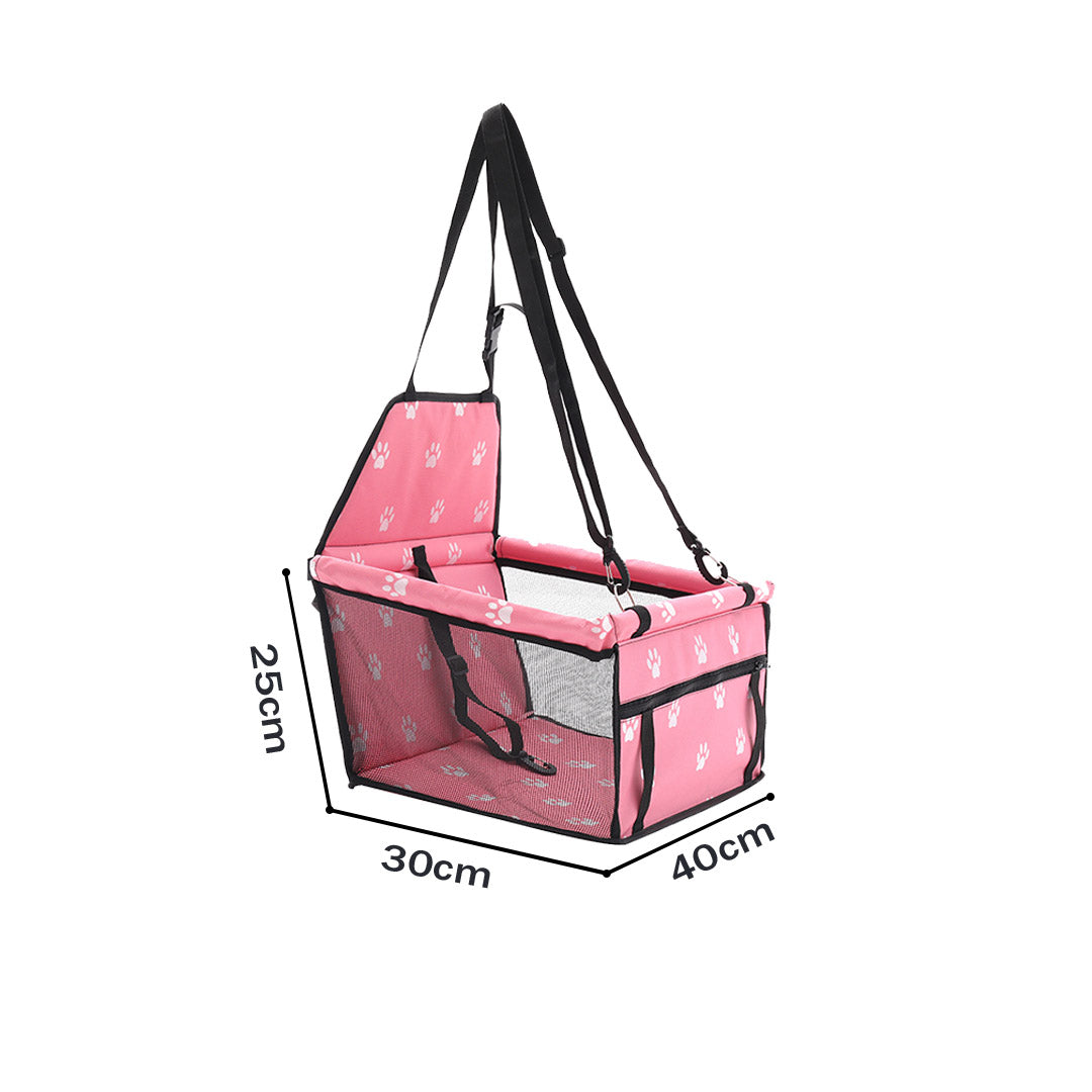 Premium 2X Waterproof Pet Booster Car Seat Breathable Mesh Safety Travel Portable Dog Carrier Bag Pink - image2