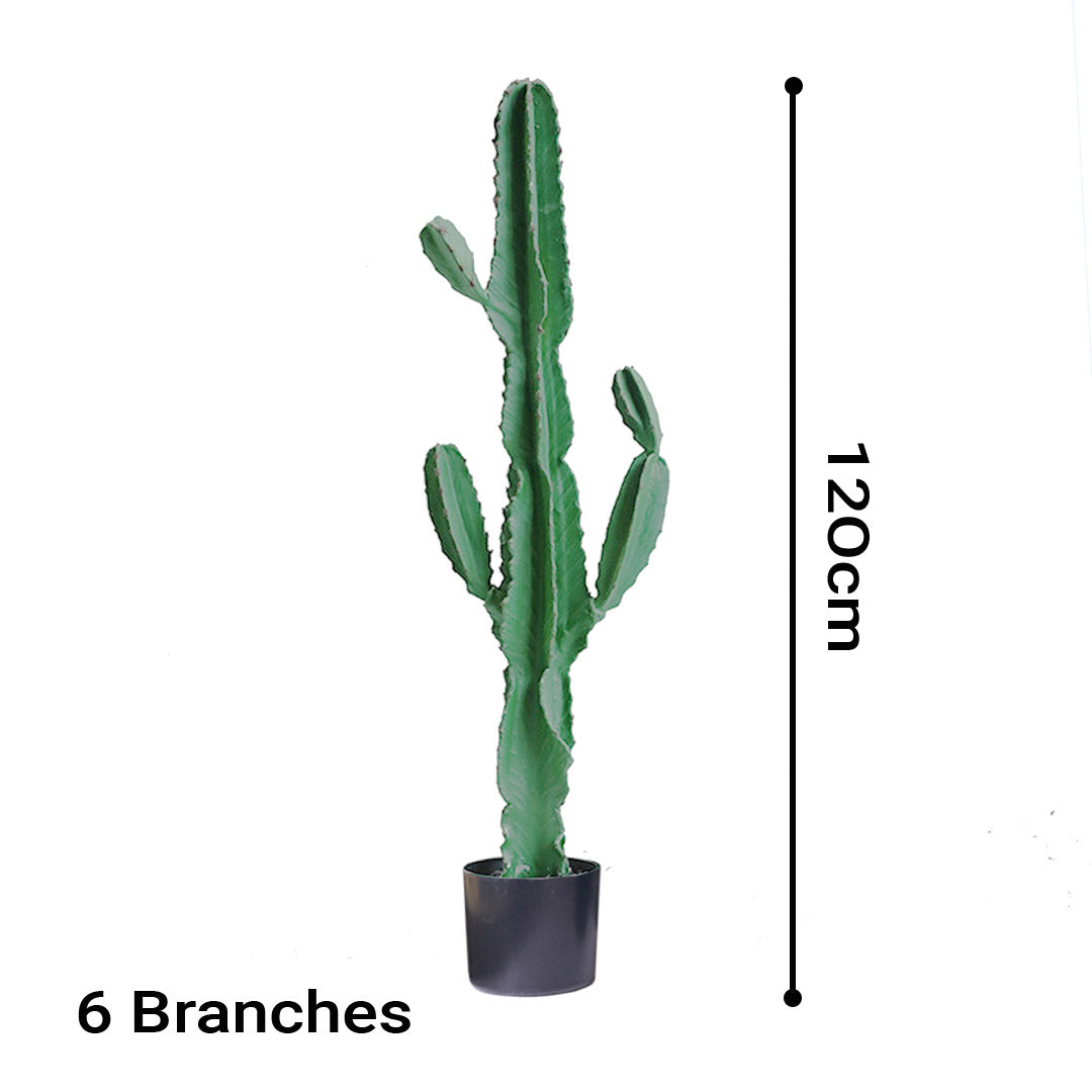 Premium 120cm Green Artificial Indoor Cactus Tree Fake Plant Simulation Decorative 6 Heads - image2