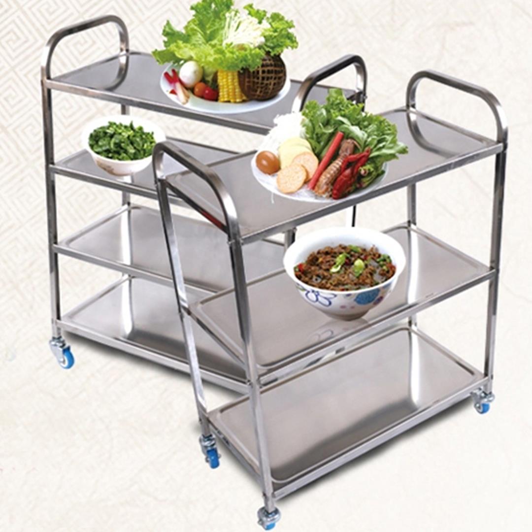 Premium 4 Tier Stainless Steel Kitchen Dinning Food Cart Trolley Utility Size Square Small - image2