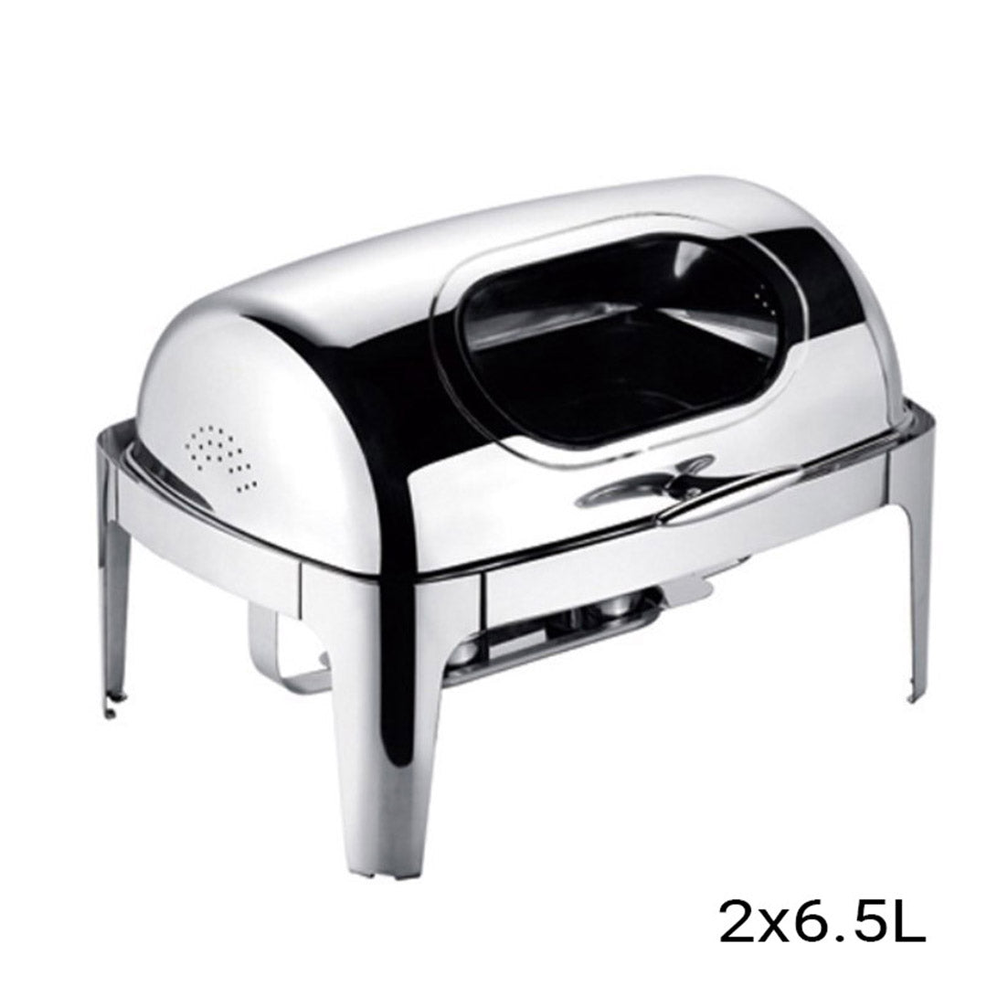 Premium 2X 6.5L Stainless Steel Double Soup Tureen Bowl Station Roll Top Buffet Chafing Dish Catering Chafer Food Warmer Serve - image2