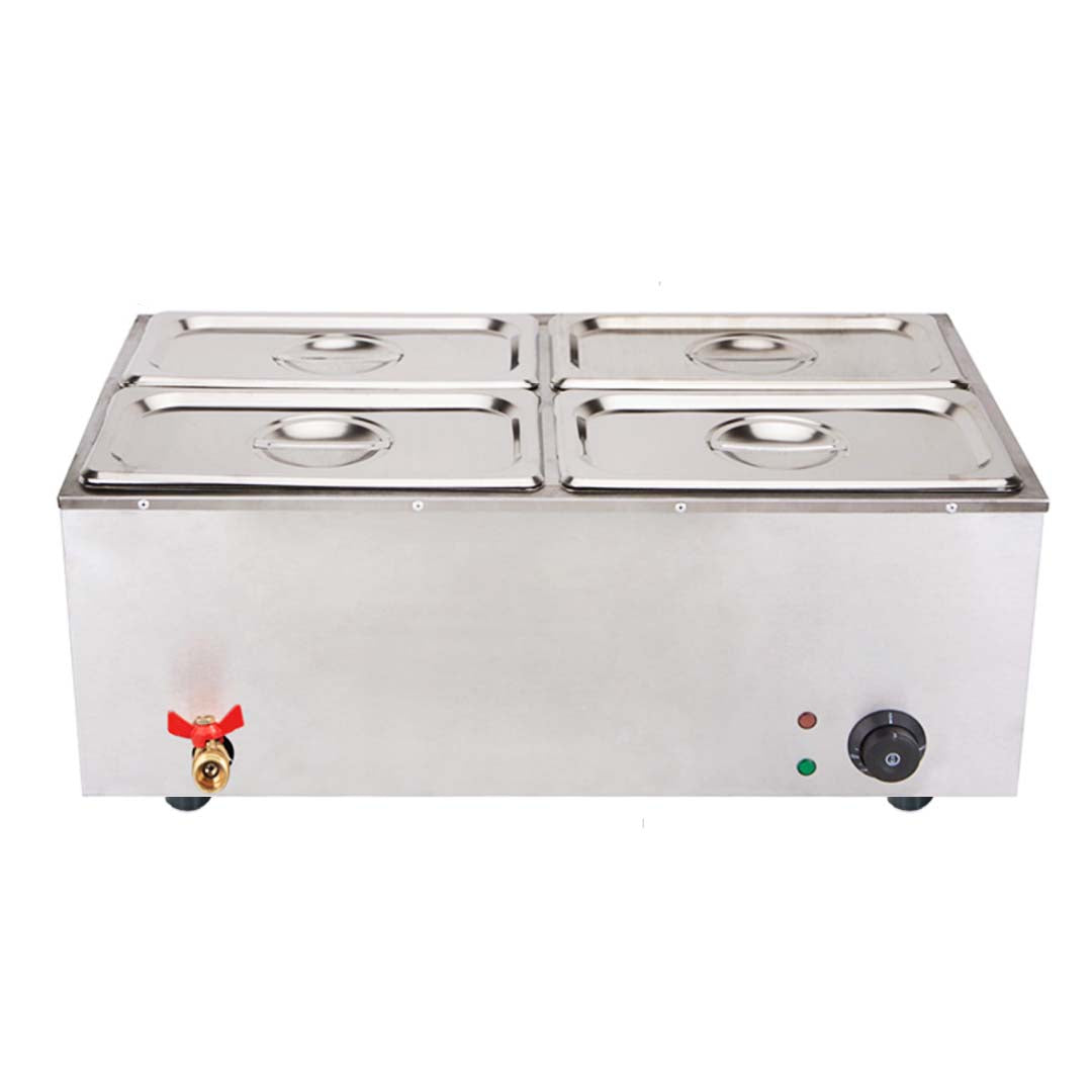 Premium Stainless Steel 4 X 1/2 GN Pan Electric Bain-Marie Food Warmer with Lid - image2