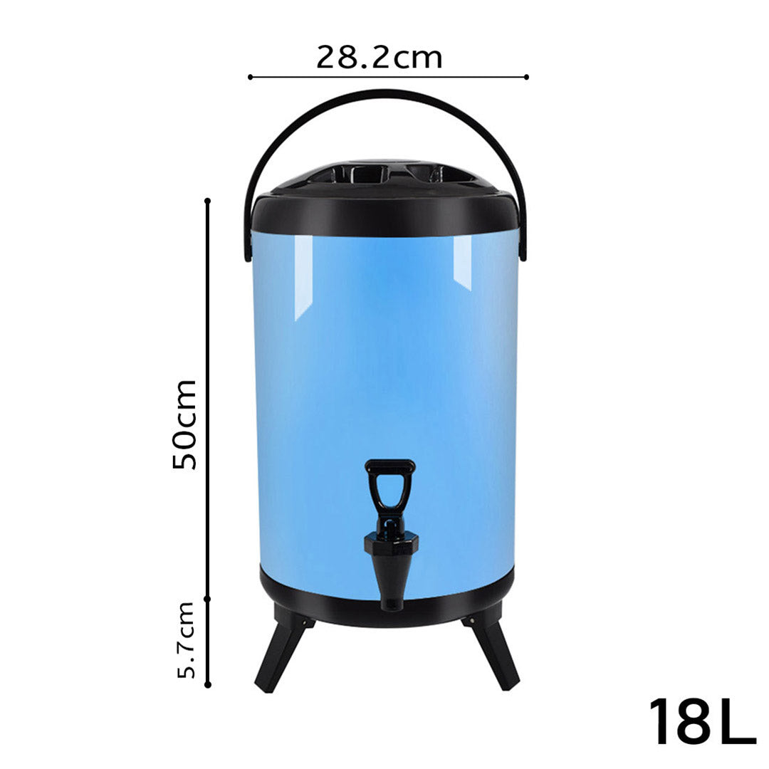 Premium 2X 18L Stainless Steel Insulated Milk Tea Barrel Hot and Cold Beverage Dispenser Container with Faucet Blue - image2