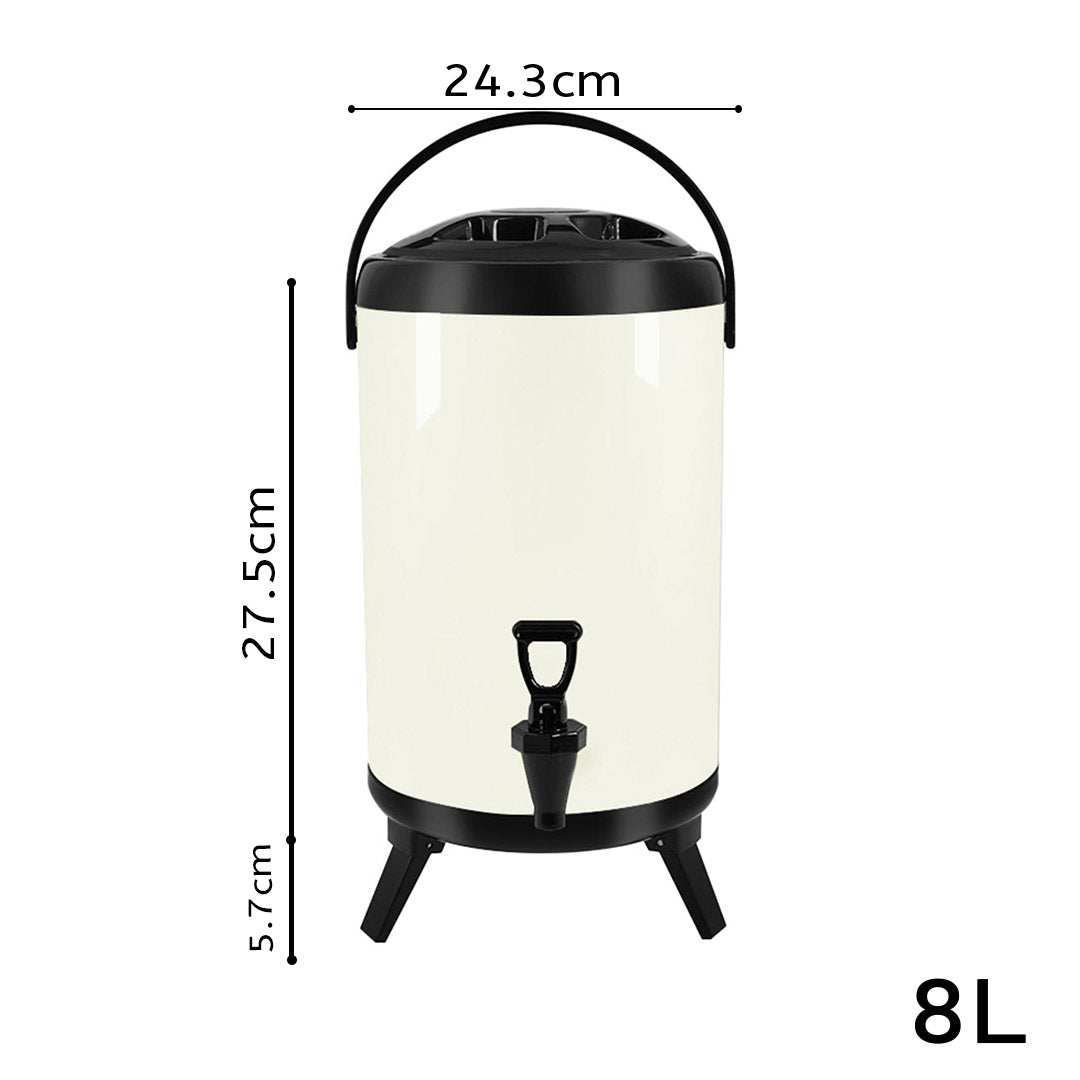 Premium 8L Stainless Steel Insulated Milk Tea Barrel Hot and Cold Beverage Dispenser Container with Faucet White - image2