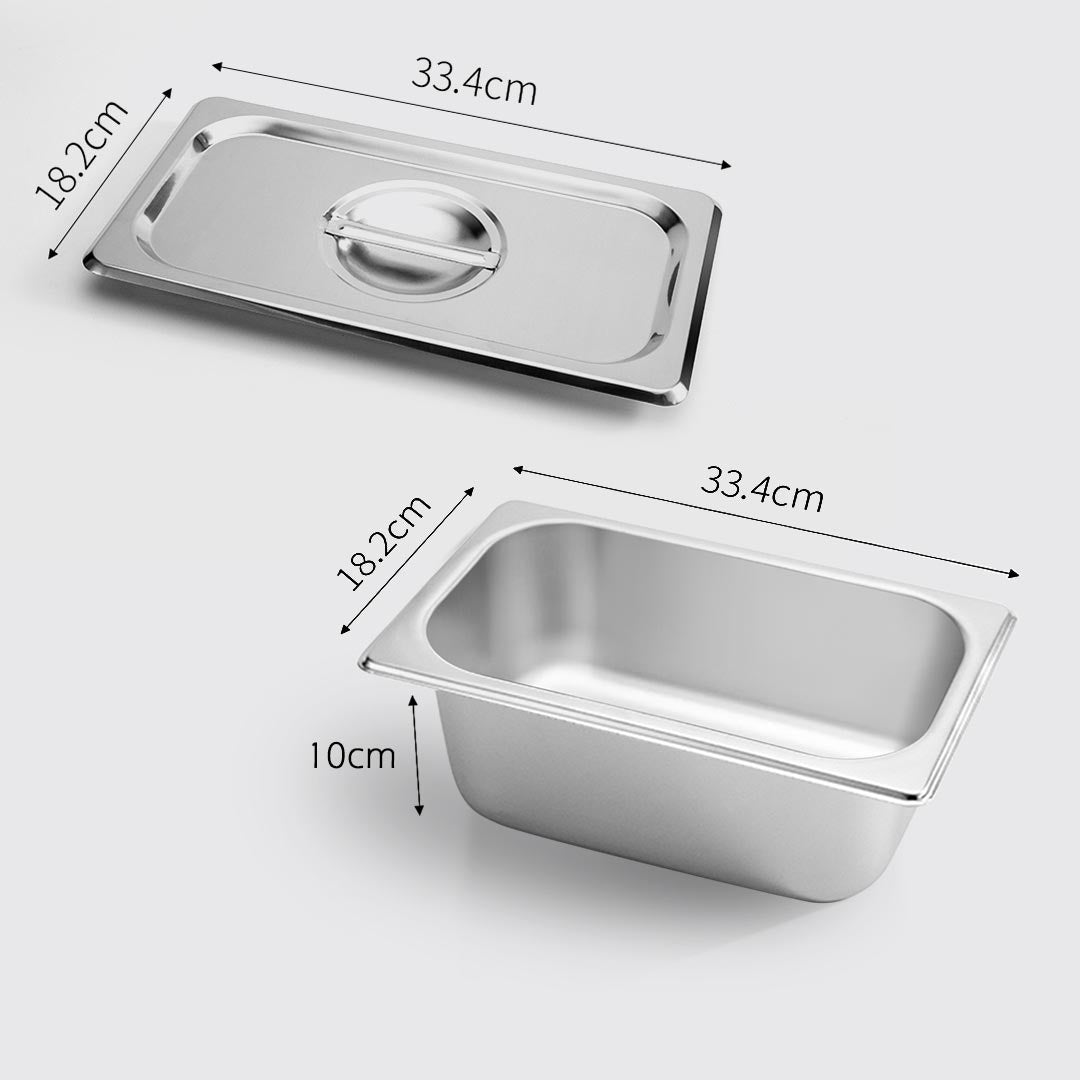 Premium Gastronorm GN Pan Full Size 1/3 GN Pan 10cm Deep Stainless Steel Tray with Lid - image2