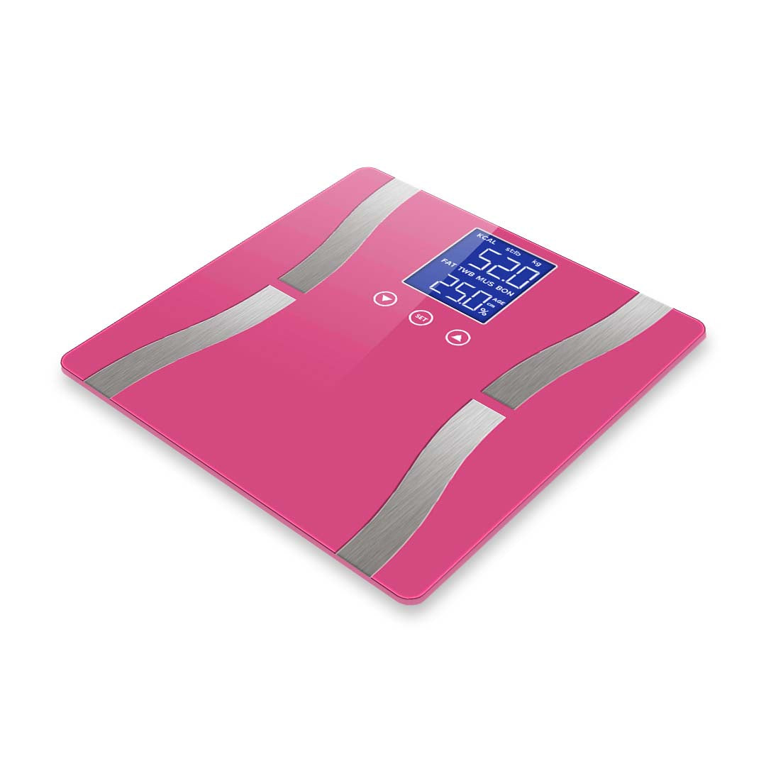 Premium Glass LCD Digital Body Fat Scale Bathroom Electronic Gym Water Weighing Scales Pink - image2