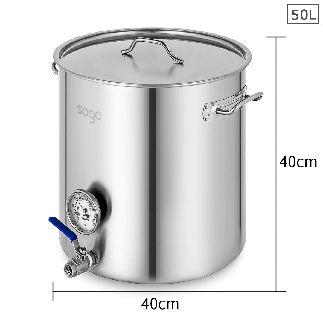 Premium Stainless Steel Brewery Pot 50L With Beer Valve 40*40cm - image2