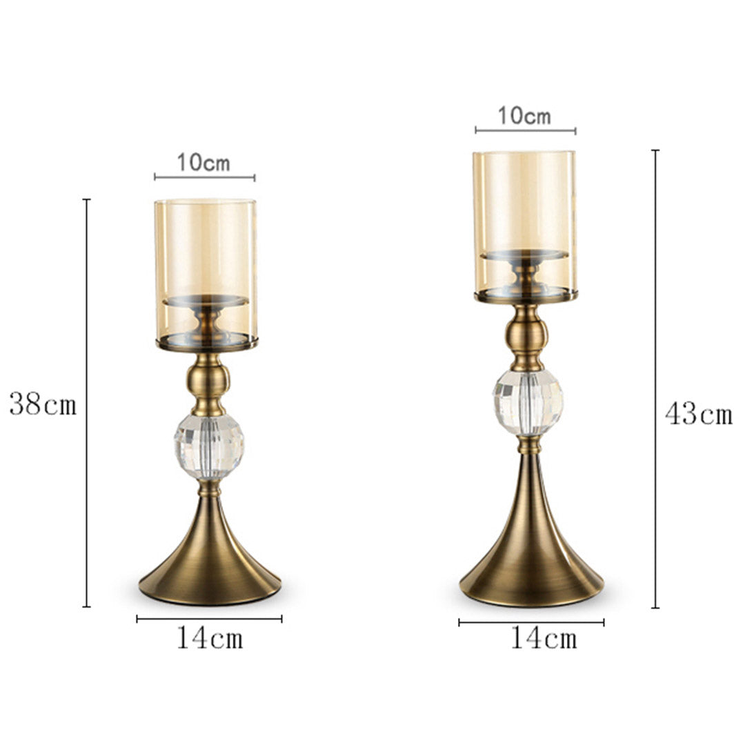 Premium 43cm 38cm Glass Candle Holder Candle Stand Glass/Metal - image2