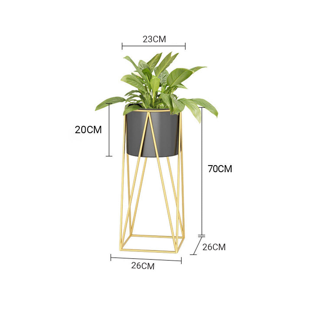 Premium 2X 70cm Gold Metal Plant Stand with Black Flower Pot Holder Corner Shelving Rack Indoor Display - image2