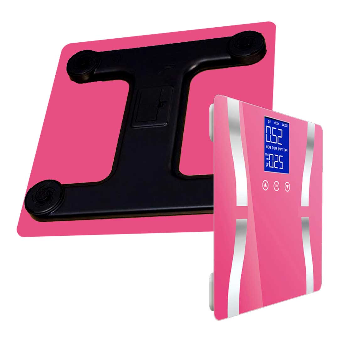 Premium 2X Glass LCD Digital Body Fat Scale Bathroom Electronic Gym Water Weighing Scales Pink - image2
