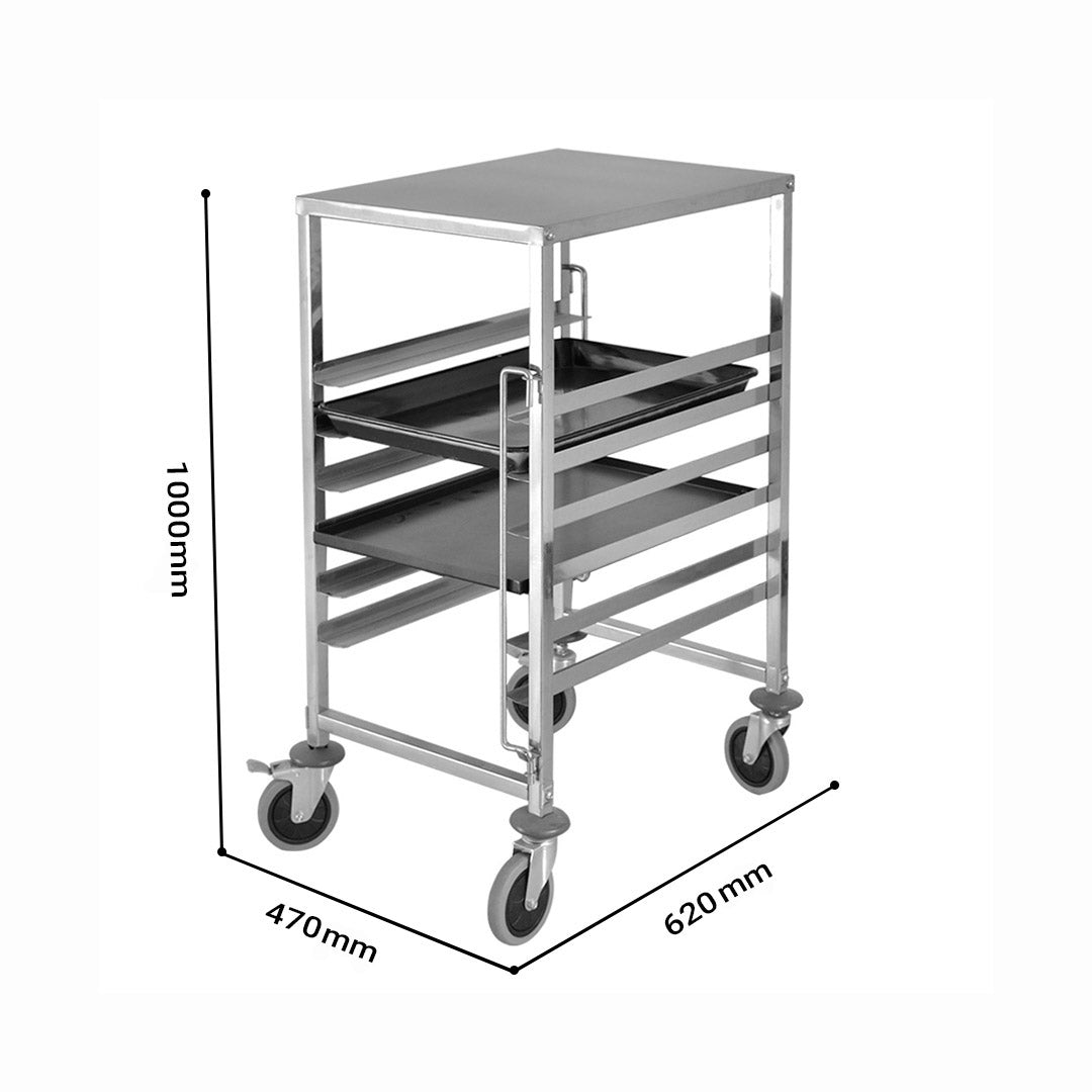 Premium Gastronorm Trolley 7 Tier Stainless Steel Bakery Trolley Suits GN 1/1 Pans with Working Surface - image2