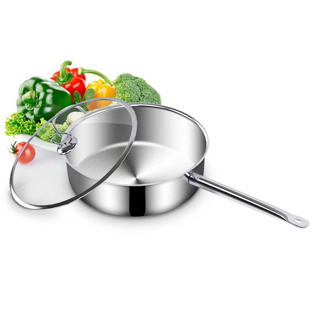 Premium 2X 28cm Stainless Steel Saucepan Sauce pan with Glass Lid and Helper Handle Triple Ply Base Cookware - image2