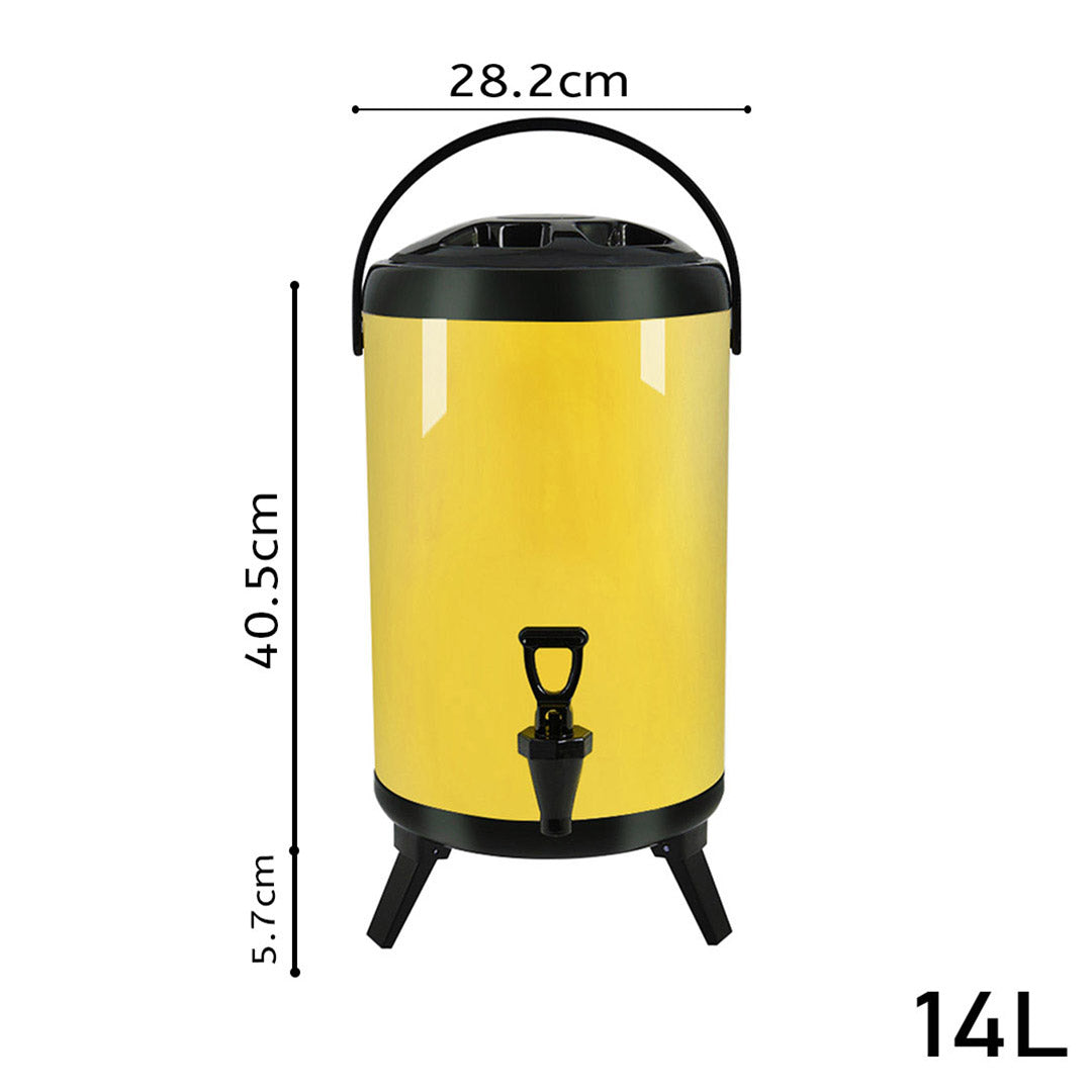 Premium 2X 14L Stainless Steel Insulated Milk Tea Barrel Hot and Cold Beverage Dispenser Container with Faucet Yellow - image2