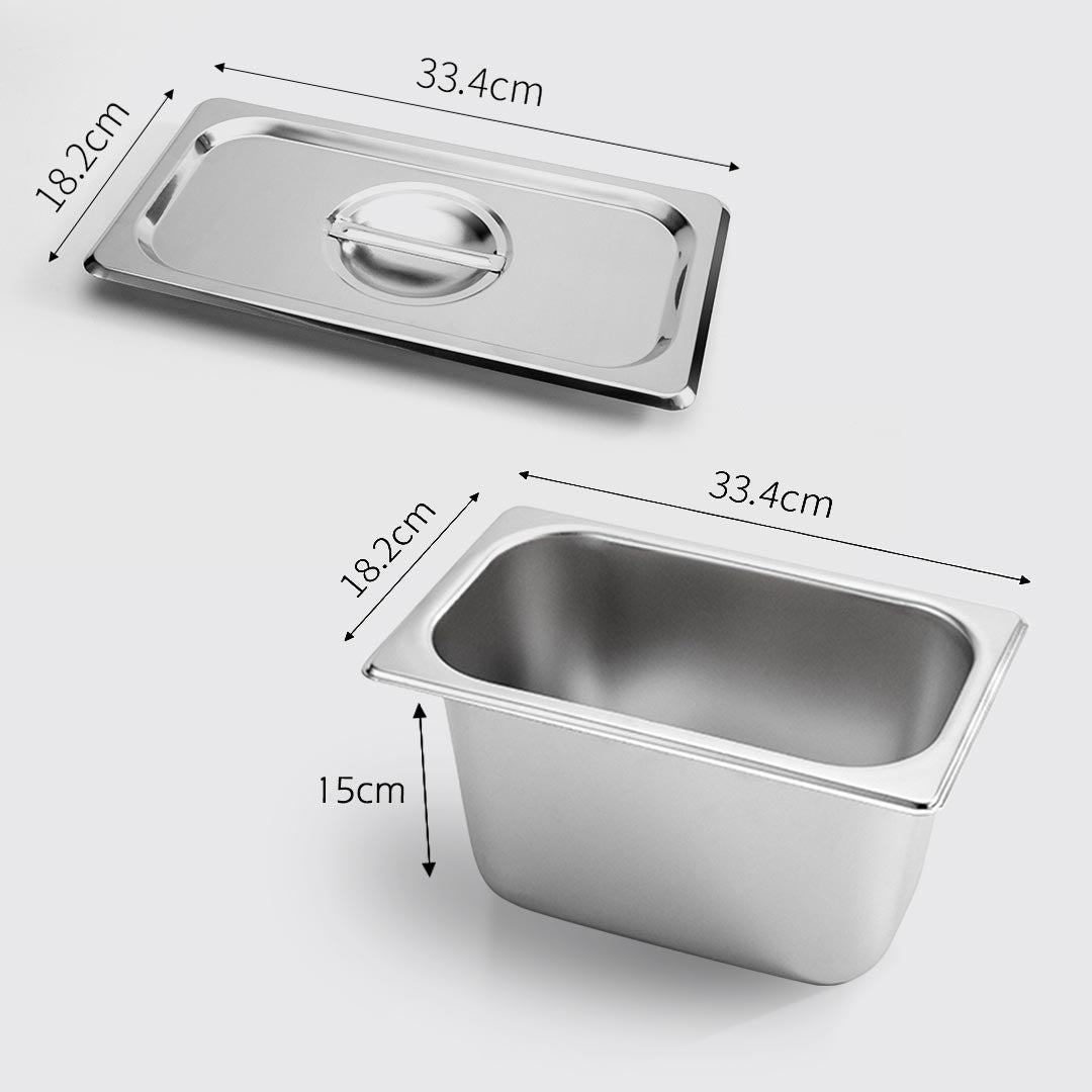 Premium Gastronorm GN Pan Full Size 1/3 GN Pan 15cm Deep Stainless Steel Tray With Lid - image2