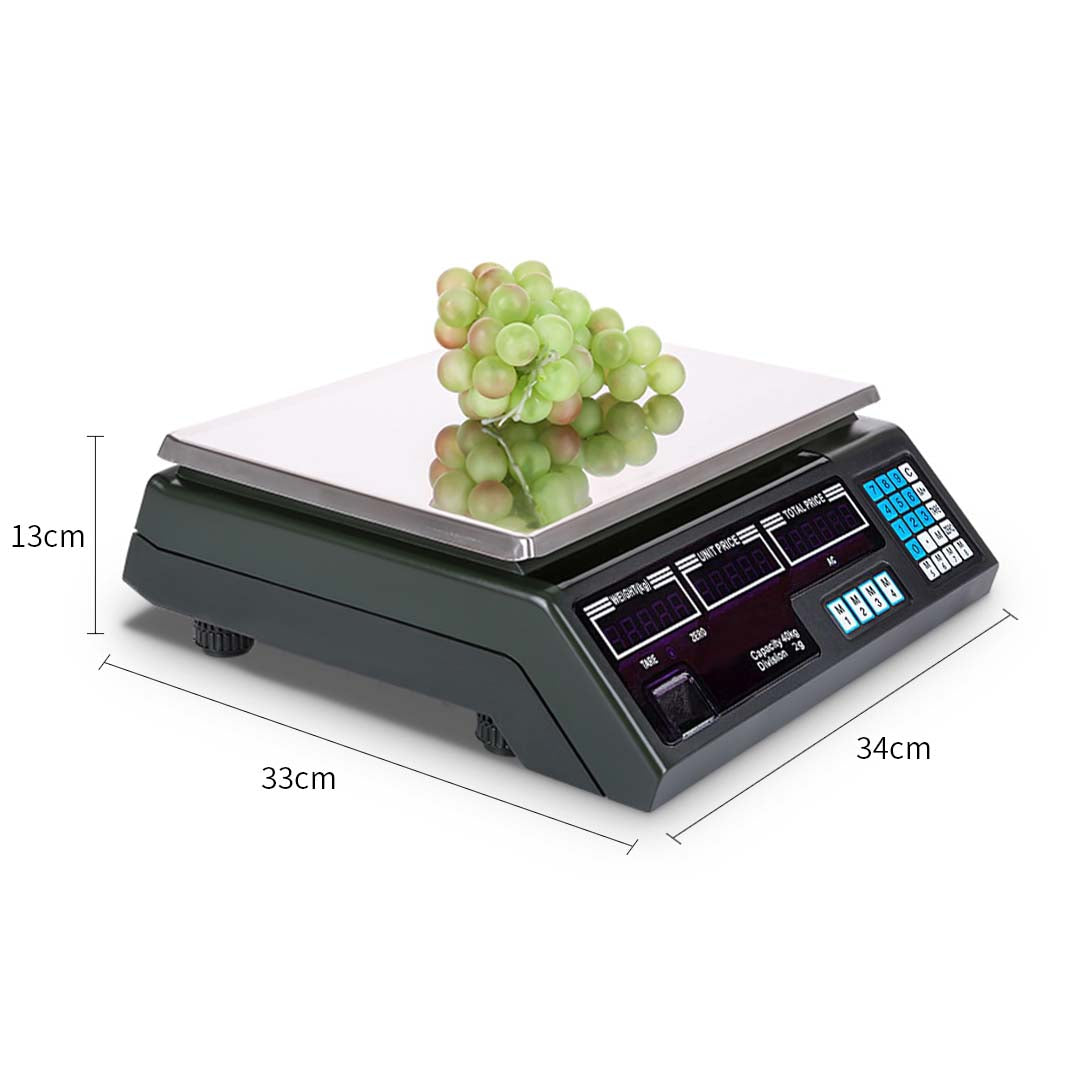 Premium 40kg Digital Commercial Kitchen Scales Shop Electronic Weight Scale Food White - image2