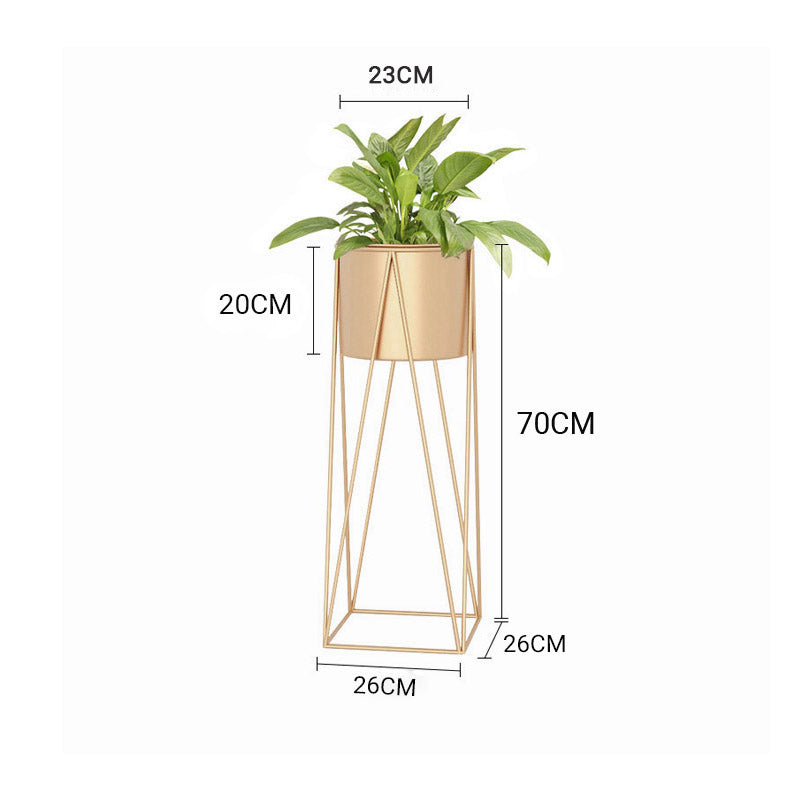 Premium 2X 70cm Gold Metal Plant Stand with Gold Flower Pot Holder Corner Shelving Rack Indoor Display - image2