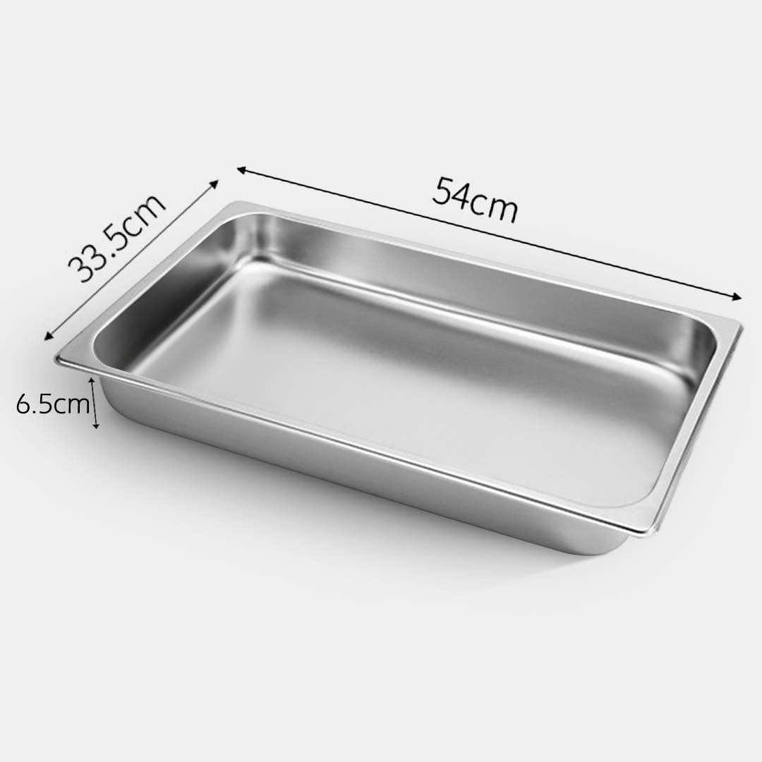 Premium 2X Gastronorm GN Pan Full Size 1/1 GN Pan 6.5cm Deep Stainless Steel Tray - image2