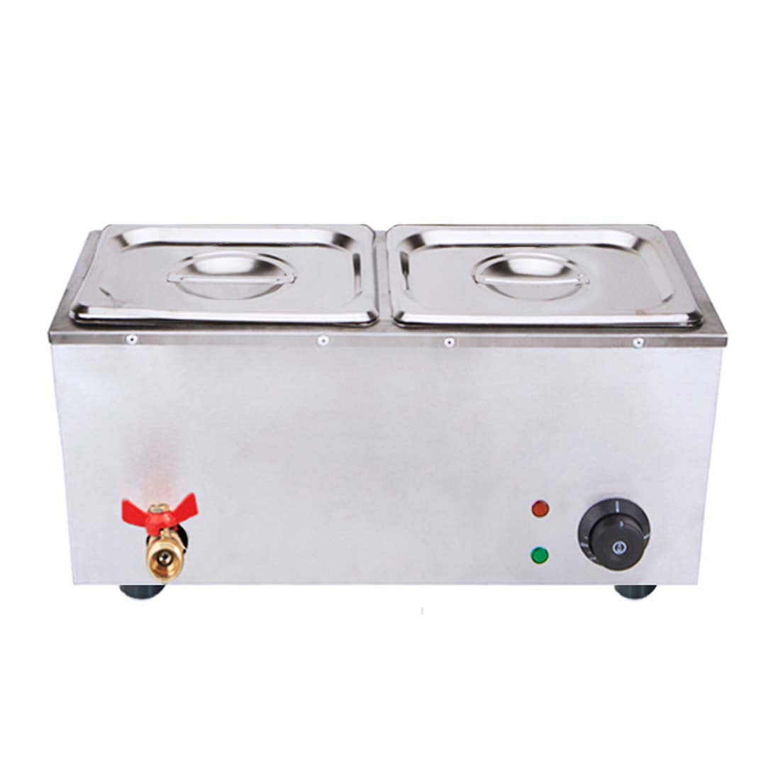 Premium Stainless Steel 2 X 1/2 GN Pan Electric Bain-Marie Food Warmer with Lid - image2