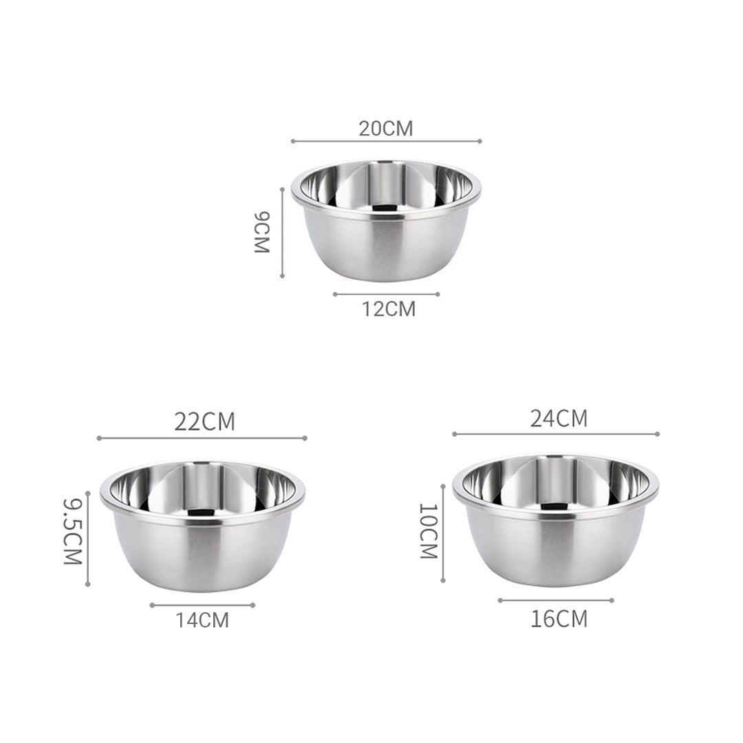 Premium Stainless Steel Nesting Basin Colander Perforated Kitchen Sink Washing Bowl Metal Basket Strainer Set of 3 - image2