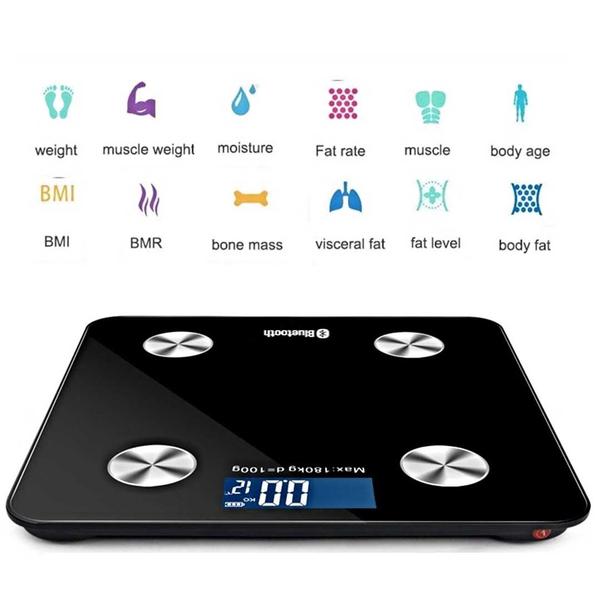 Premium 2X Wireless Bluetooth Digital Body Fat Scale Bathroom Health Analyser Weight Black/White - image2