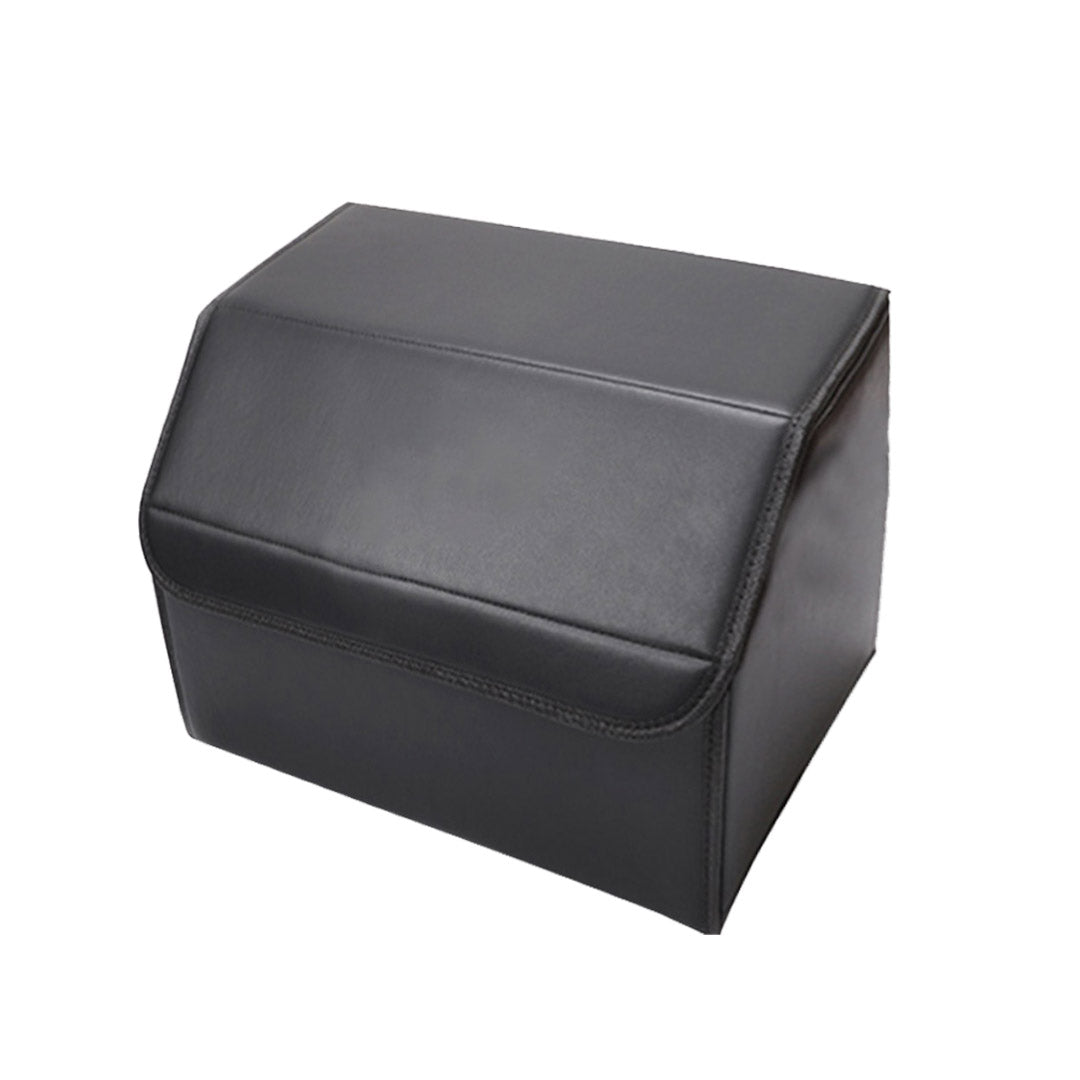 Premium Leather Car Boot Collapsible Foldable Trunk Cargo Organizer Portable Storage Box Black Small - image3