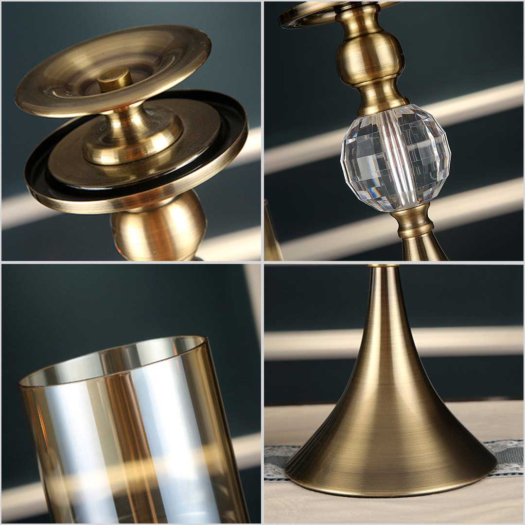 Premium 2X 38cm Glass Candle Holder Candle Stand Glass/Metal - image3