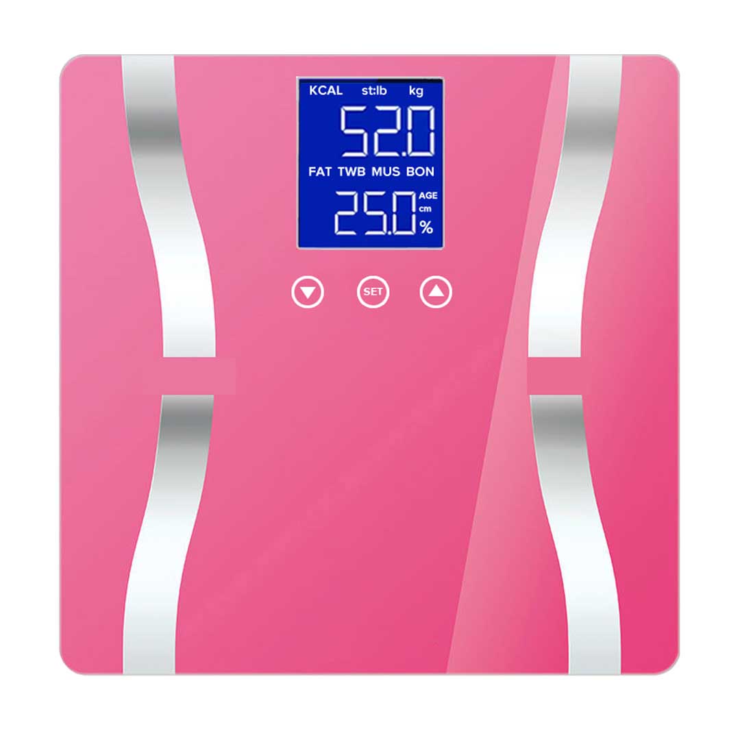 Premium 2X Glass LCD Digital Body Fat Scale Bathroom Electronic Gym Water Weighing Scales Pink - image3