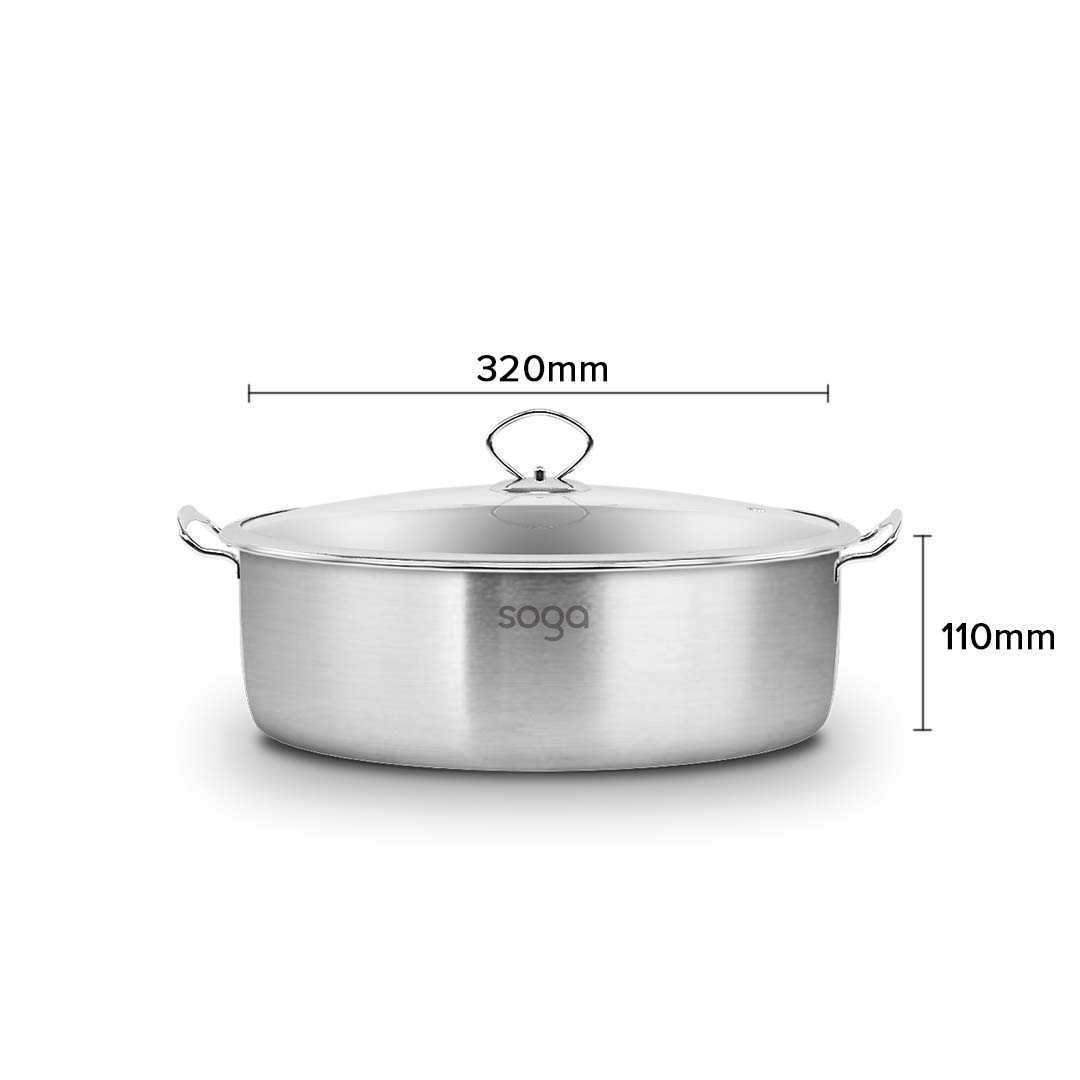 Premium Stainless Steel Casserole With Lid Induction Cookware 32cm - image3