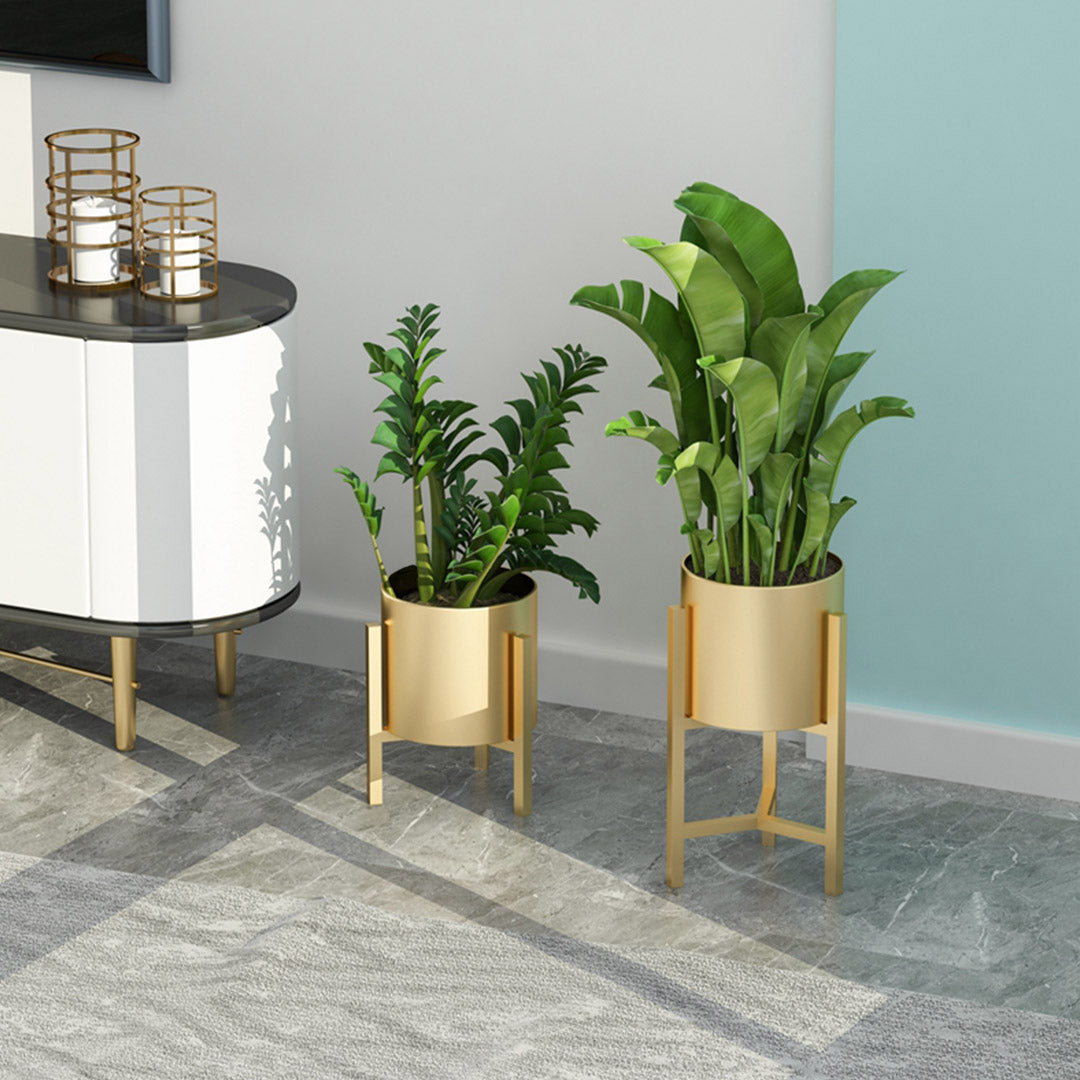 Premium 45cm Gold Metal Plant Stand with Flower Pot Holder Corner Shelving Rack Indoor Display - image3