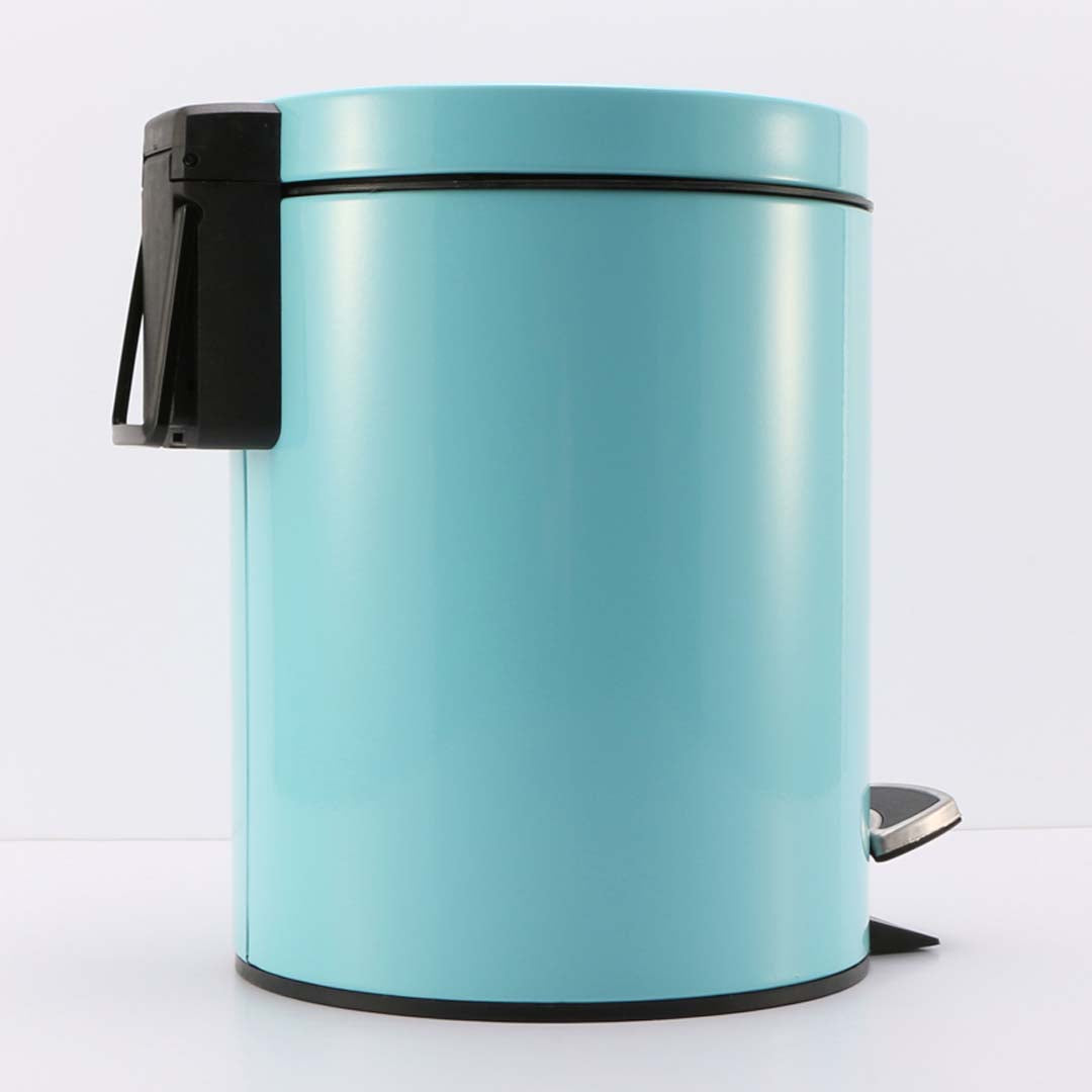 Premium 7L Modern Foot Pedal Trash Bin Waste Kitchen Bathroom Stainless Steel Round Blue - image3