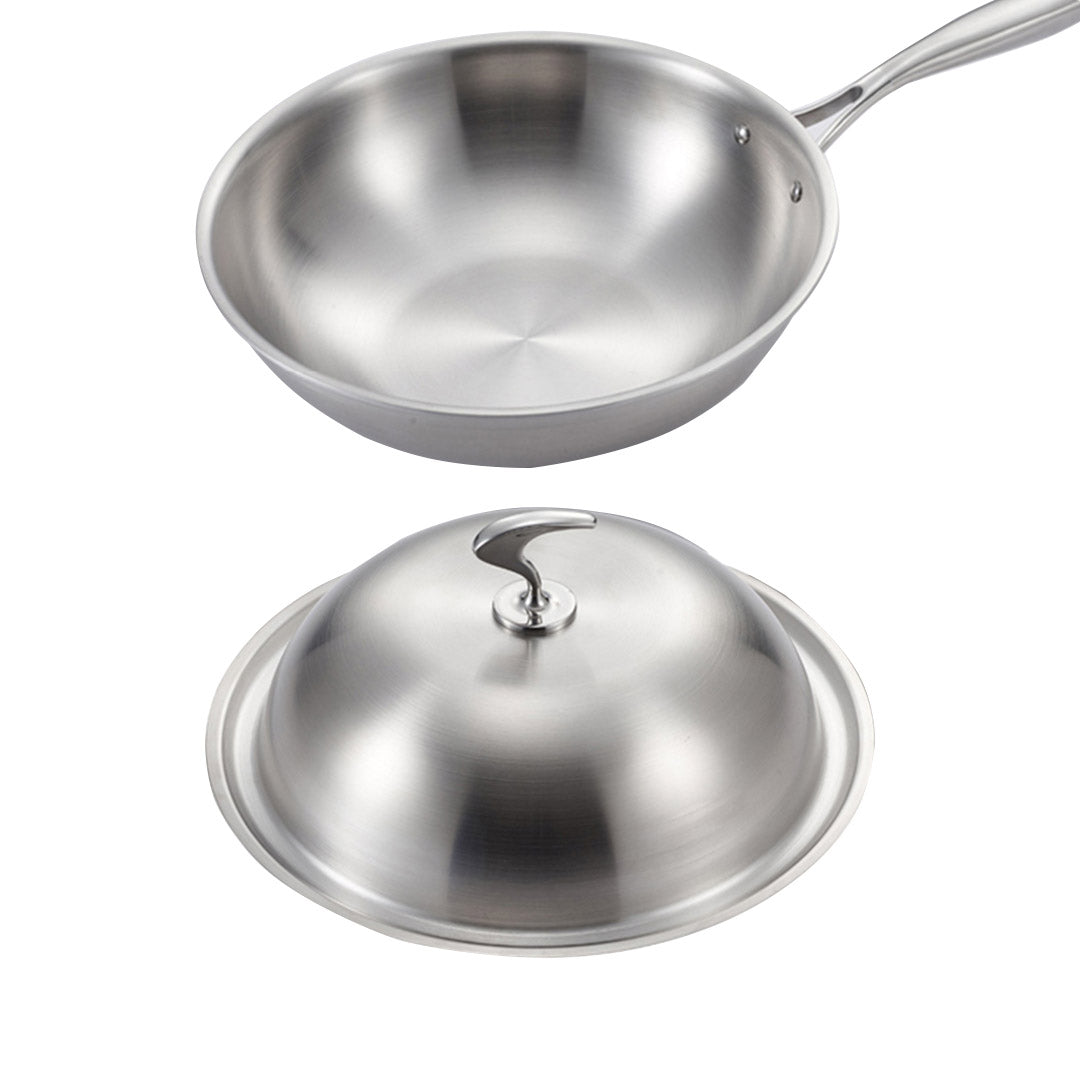 Premium 18/10 Stainless Steel Fry Pan 32cm Frying Pan Top Grade Cooking Skillet with Lid - image3