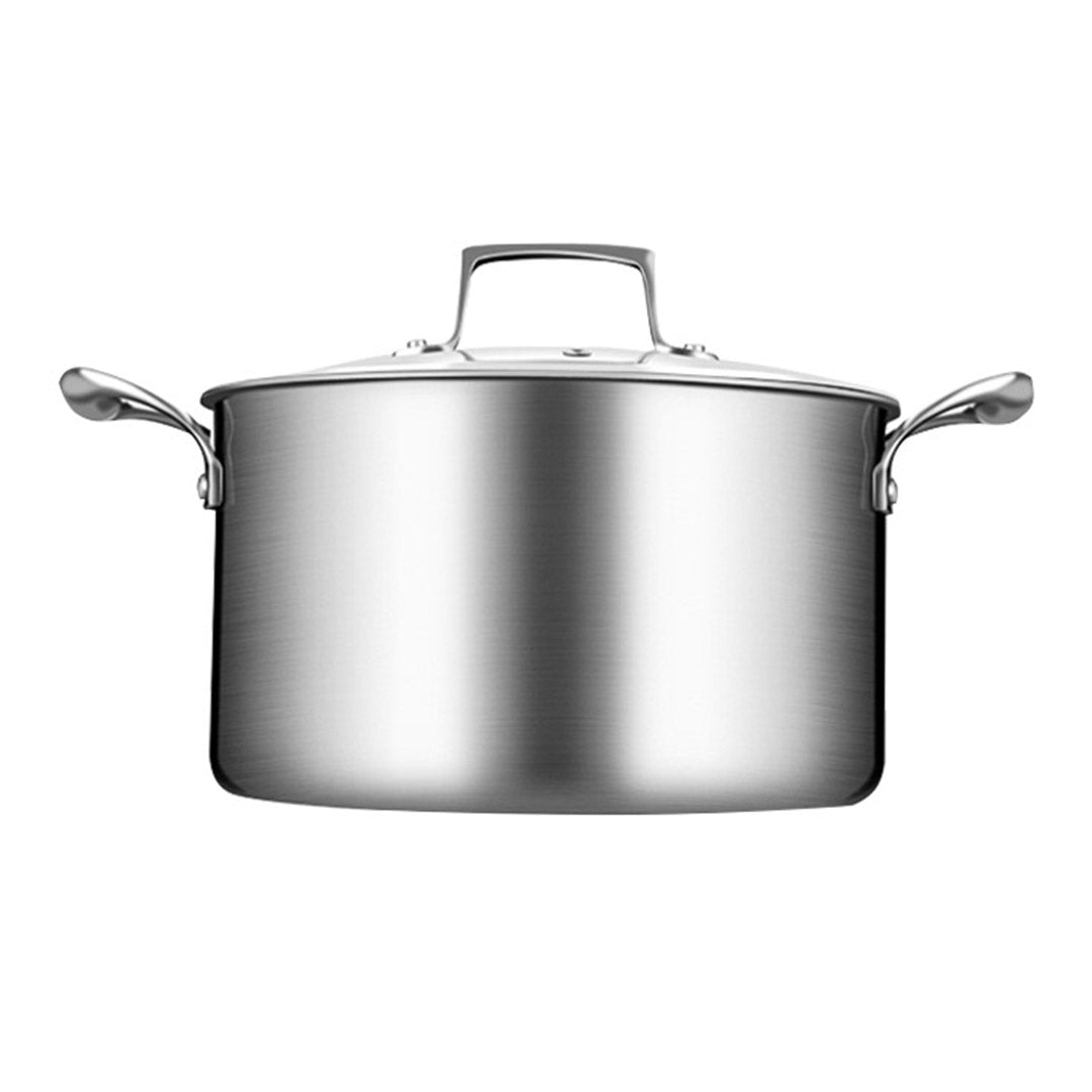Premium 2X 20cm Stainless Steel Soup Pot Stock Cooking Stockpot Heavy Duty Thick Bottom with Glass Lid - image3