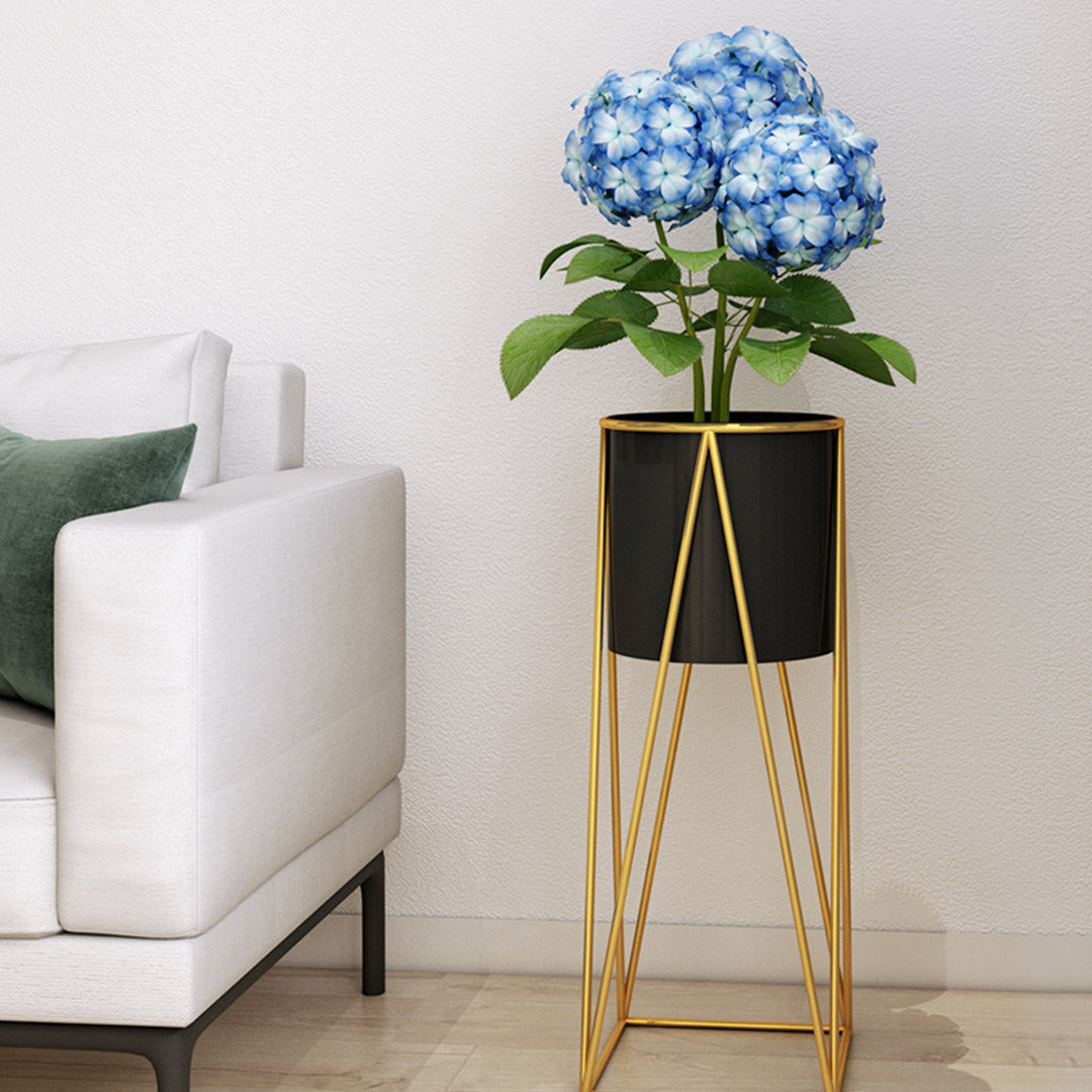 Premium 4X 50cm Gold Metal Plant Stand with Black Flower Pot Holder Corner Shelving Rack Indoor Display - image3