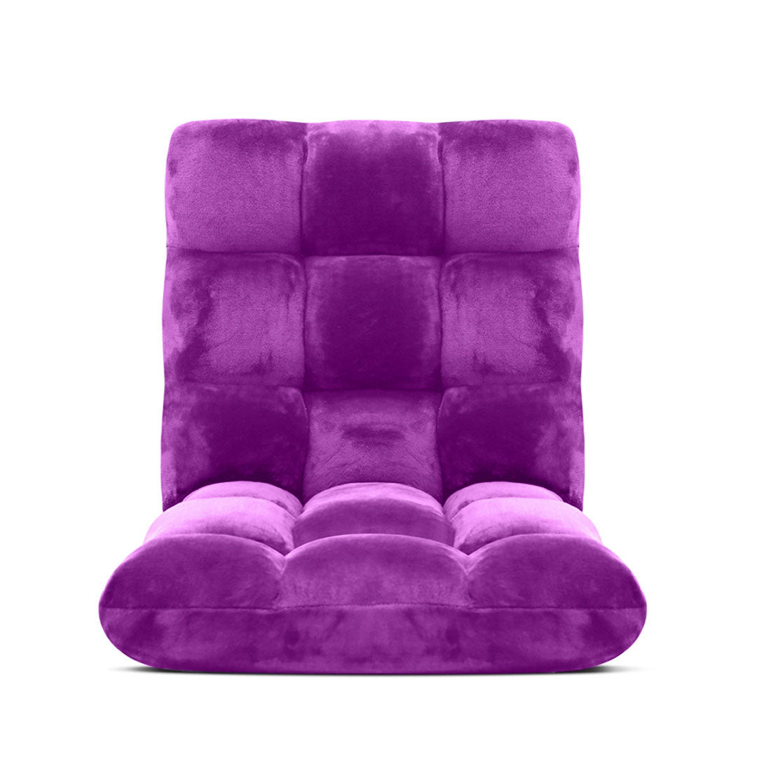 Premium Floor Recliner Folding Lounge Sofa Futon Couch Folding Chair Cushion Purple x2 - image3