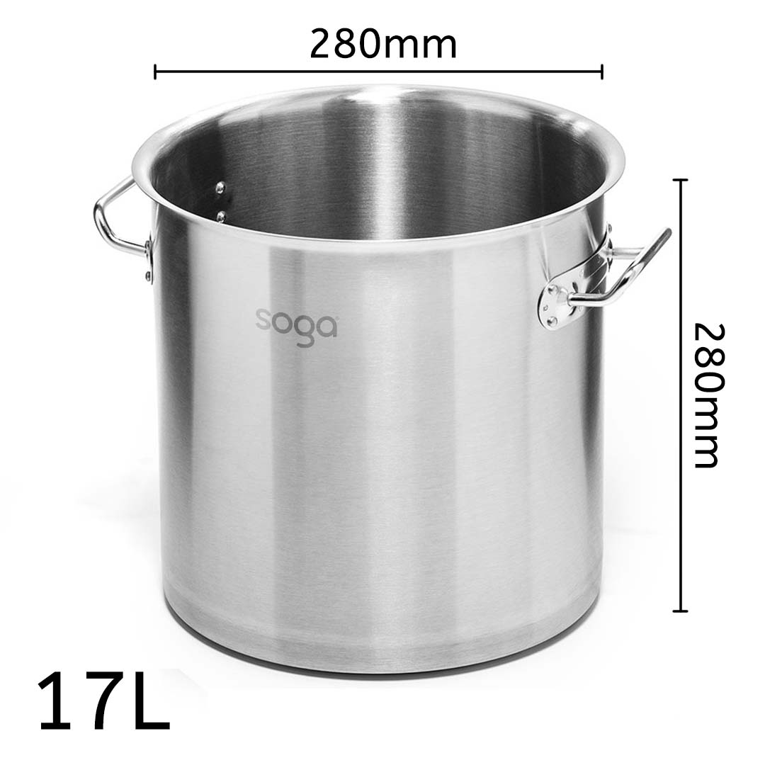 Premium Stock Pot 17L Top Grade Thick Stainless Steel Stockpot 18/10 Without Lid - image3