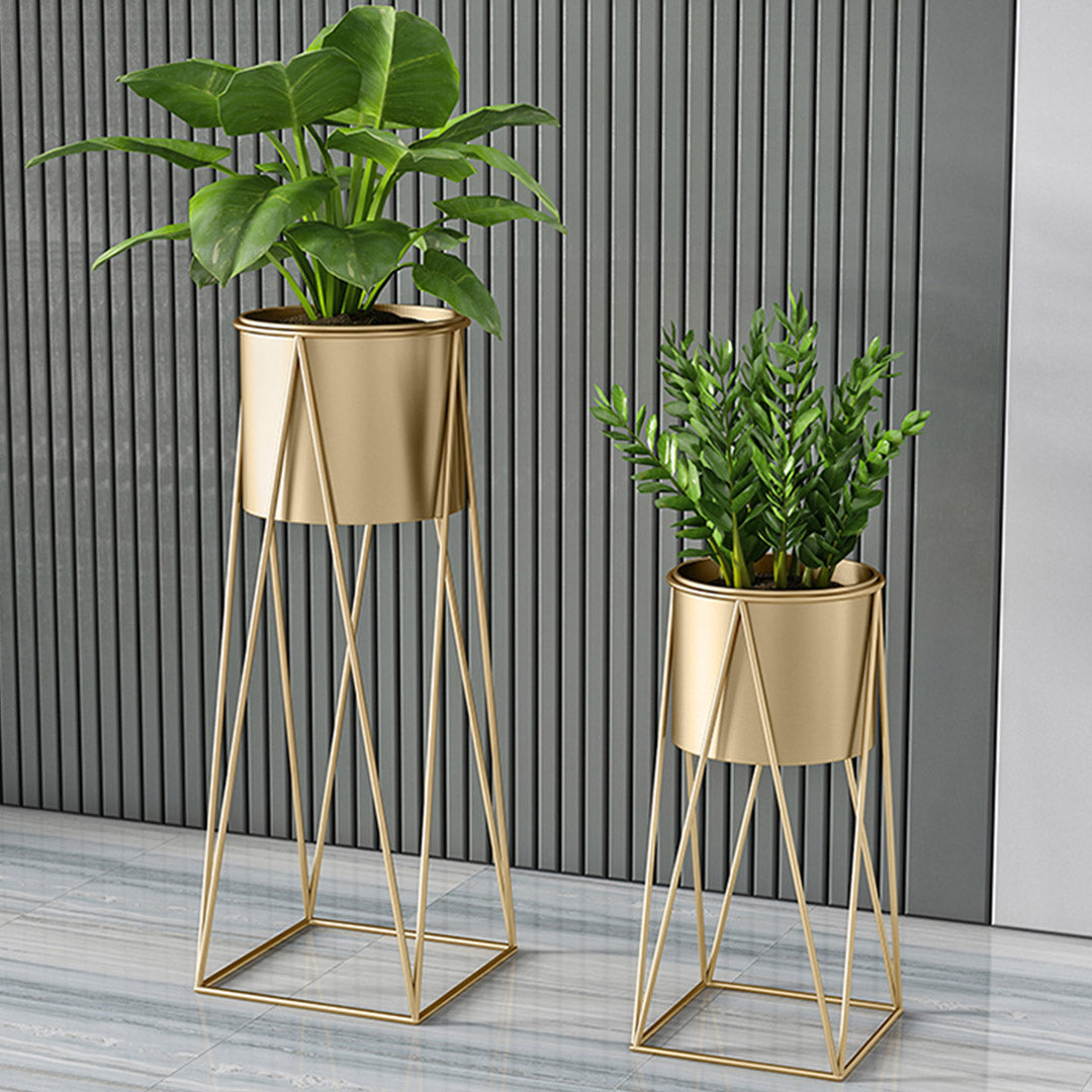 Premium 50cm Gold Metal Plant Stand with Gold Flower Pot Holder Corner Shelving Rack Indoor Display - image3