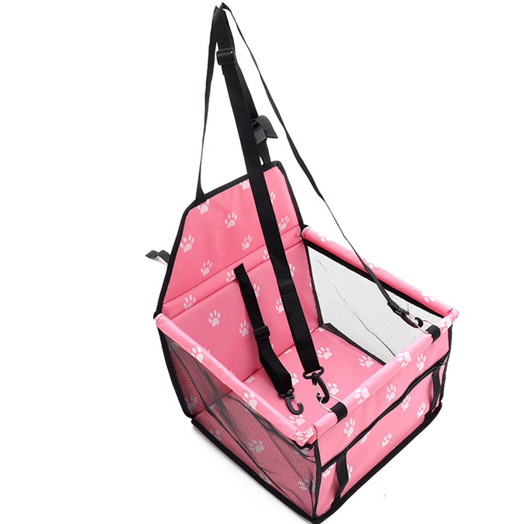 Premium 2X Waterproof Pet Booster Car Seat Breathable Mesh Safety Travel Portable Dog Carrier Bag Pink - image3