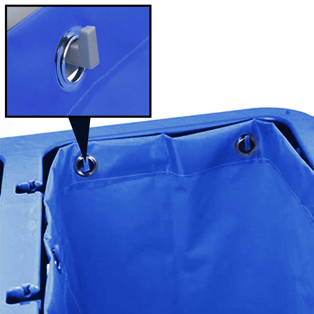 Premium 2X 3 Tier Multifunction Janitor Cleaning Waste Cart Trolley and Waterproof Bag Blue - image3