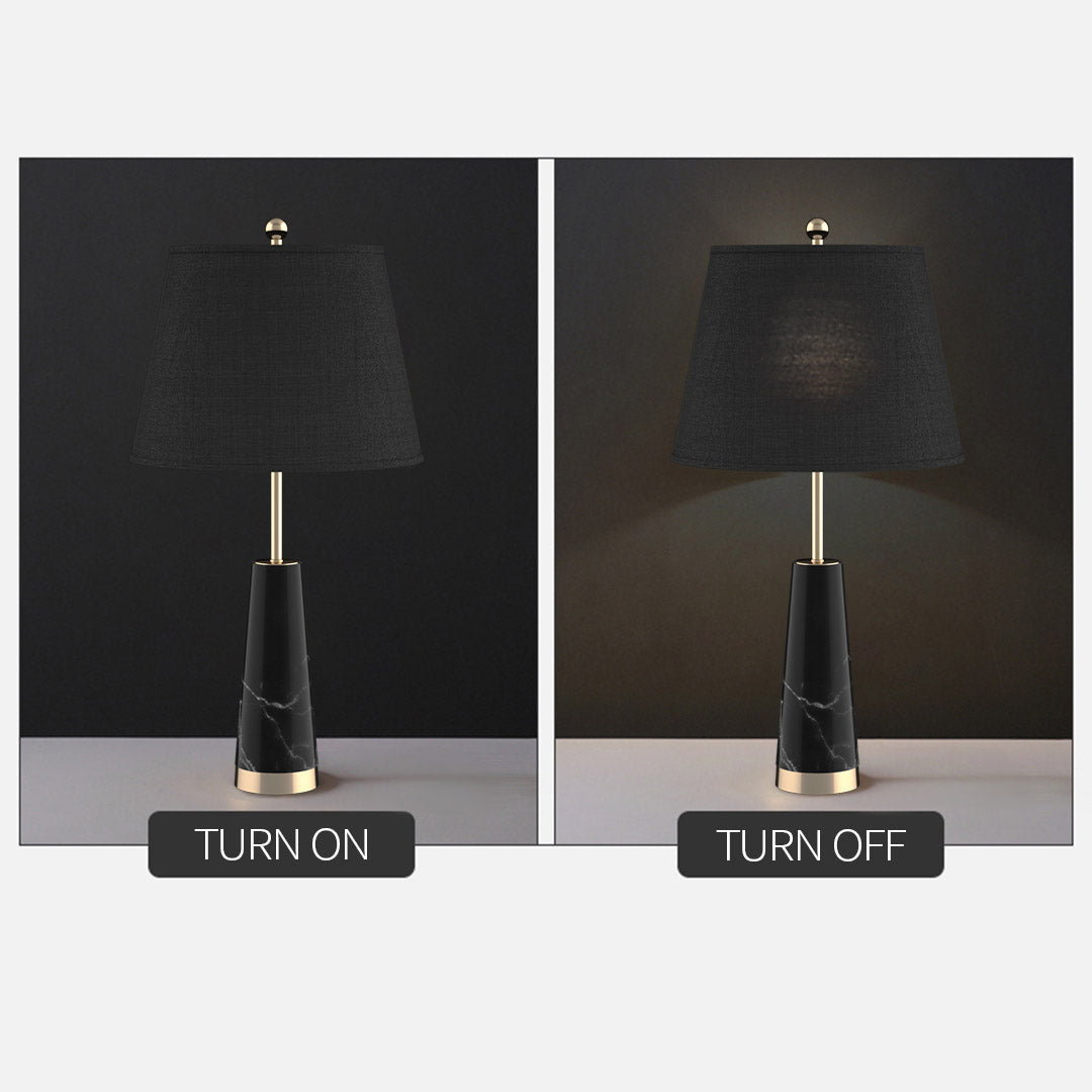 Premium 2X 68cm Black Marble Bedside Desk Table Lamp Living Room Shade with Cone Shape Base - image3