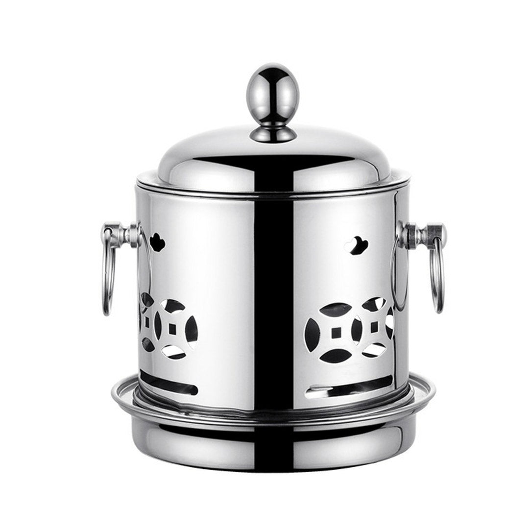 Premium 2X Stainless Steel Mini Asian Buffet Hot Pot Single Person Shabu Alcohol Stove Burner with Lid - image3