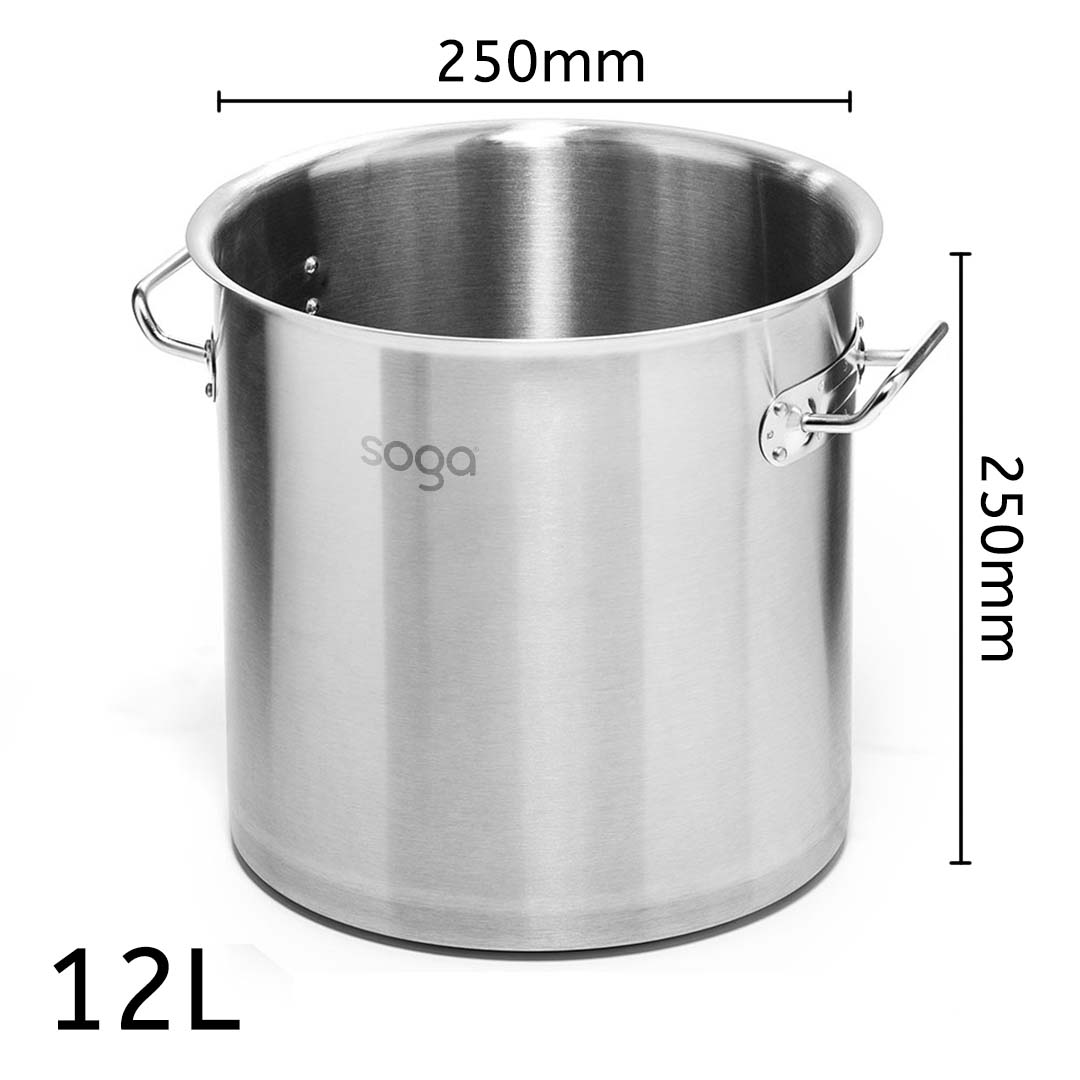 Premium Stock Pot 12L Top Grade Thick Stainless Steel Stockpot 18/10 Without Lid - image3