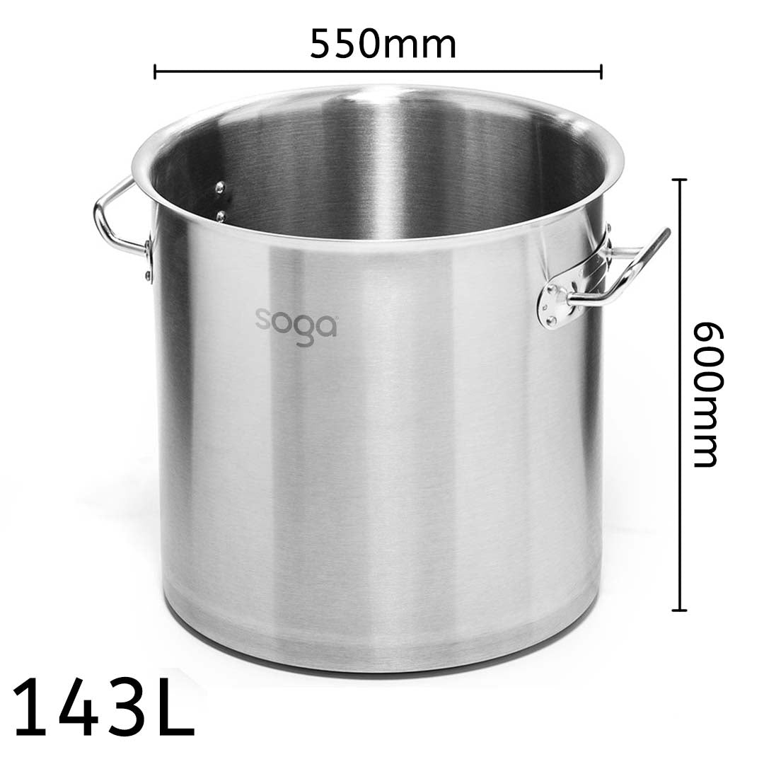 Premium Stock Pot 143L Top Grade Thick Stainless Steel Stockpot 18/10 Without Lid - image3