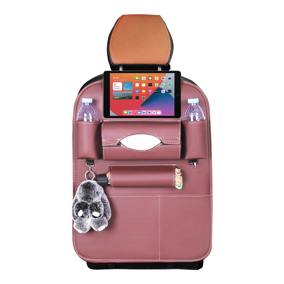 Premium 2X PVC Leather Car Back Seat Storage Bag Multi-Pocket Organizer Backseat and iPad Mini Holder Coffee - image3