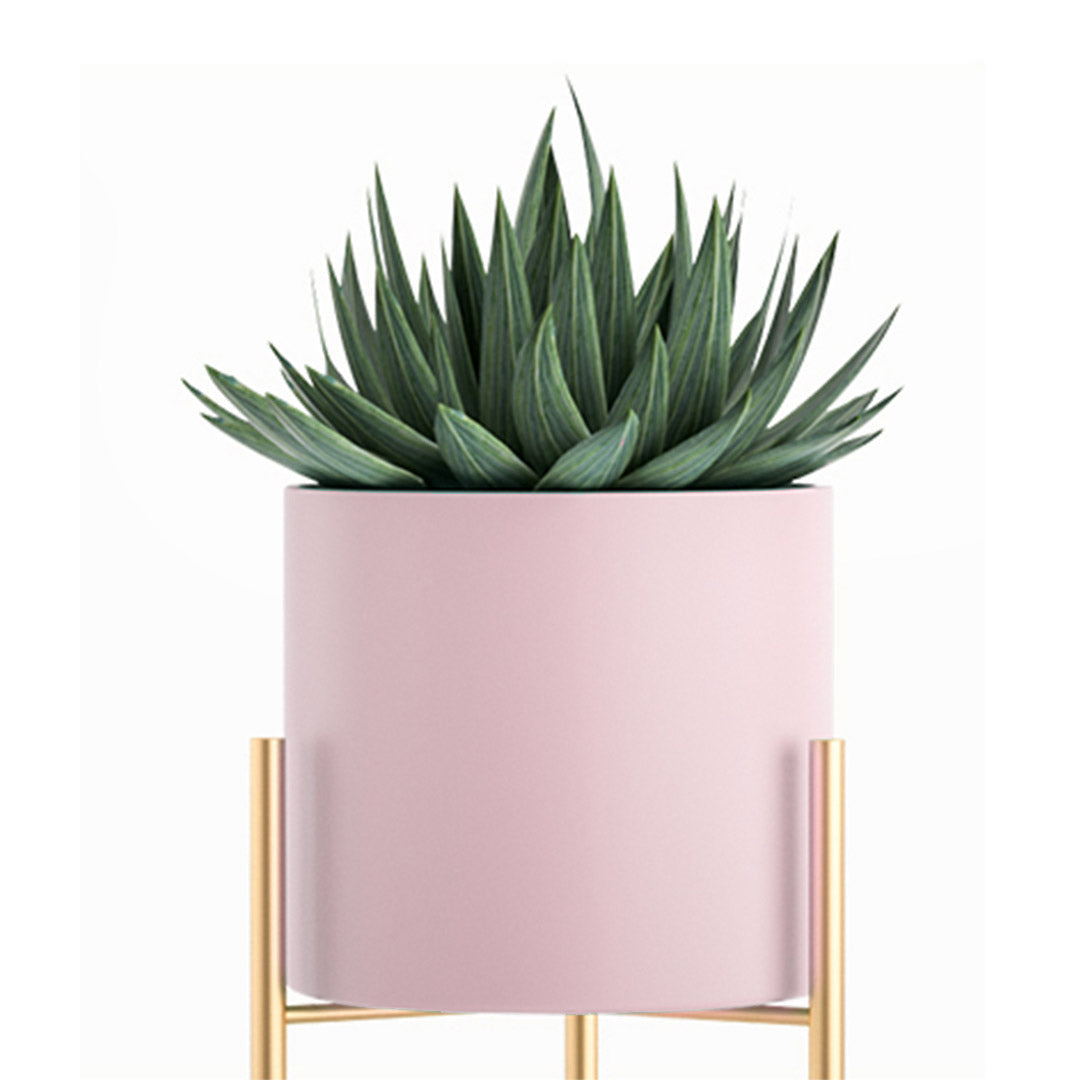 Premium 4X 2 Layer 60cm Gold Metal Plant Stand with Pink Flower Pot Holder Corner Shelving Rack Indoor Display - image3