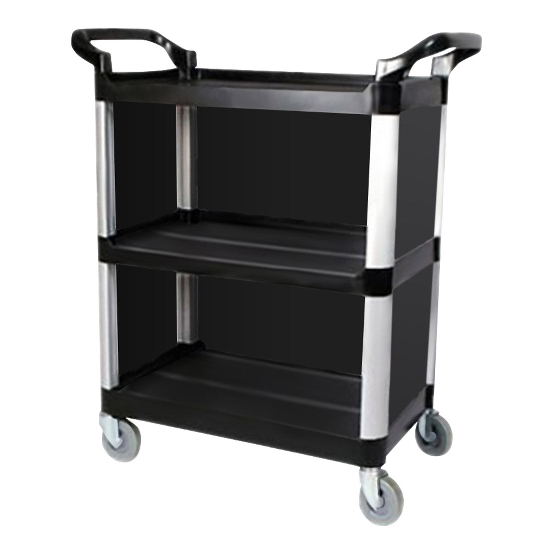 Premium 3 Tier Covered Food Trolley Food Waste Cart Storage Mechanic Kitchen Black - image3