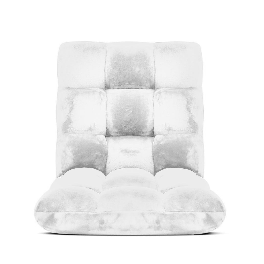 Floor Recliner Folding Lounge Sofa Futon Couch Folding Chair Cushion White x4 - image3